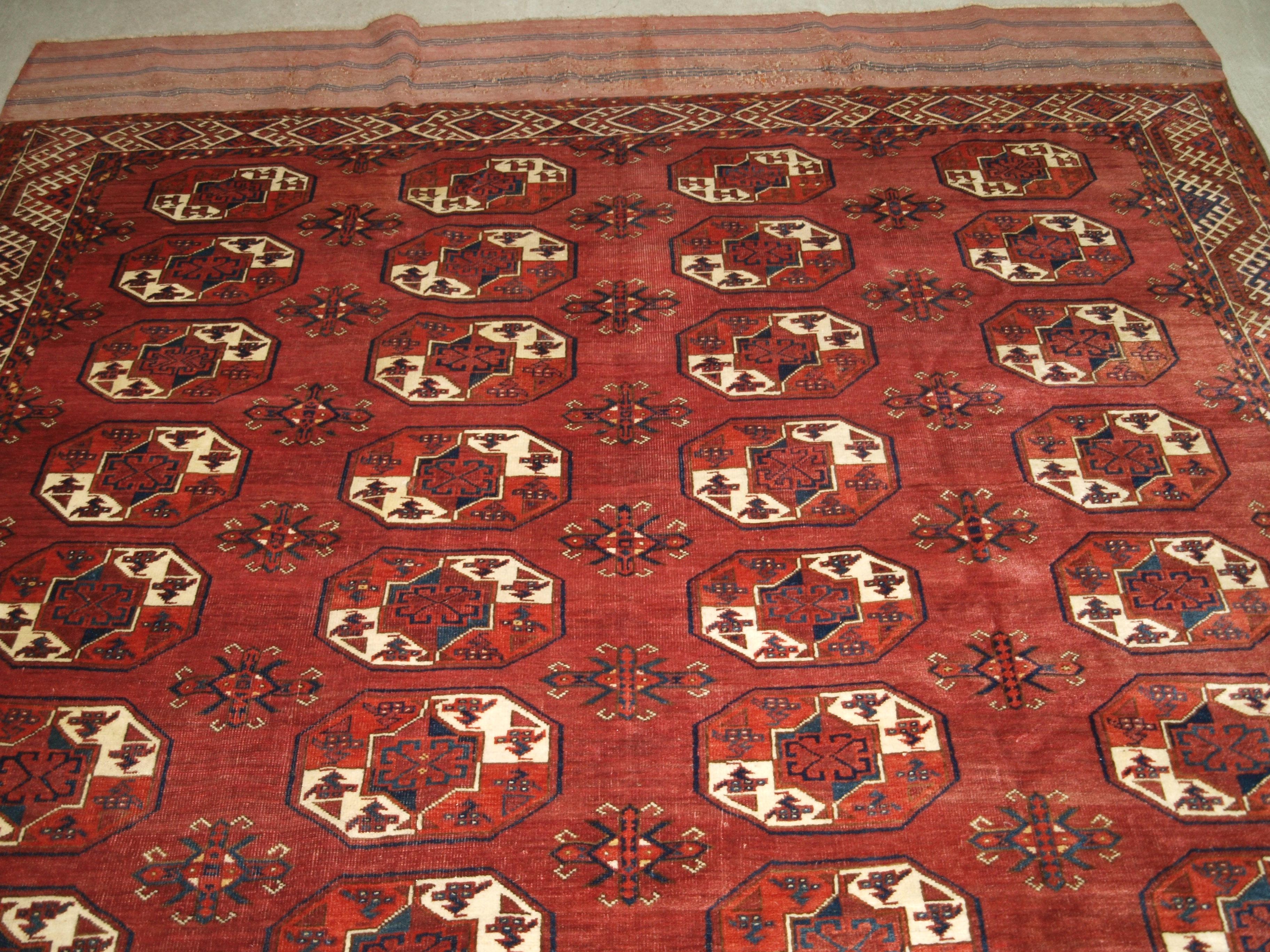 Roter antiker Kizyl Ayak Ersari Turkmenischer Hauptteppich 345 x 238cm im Angebot 1