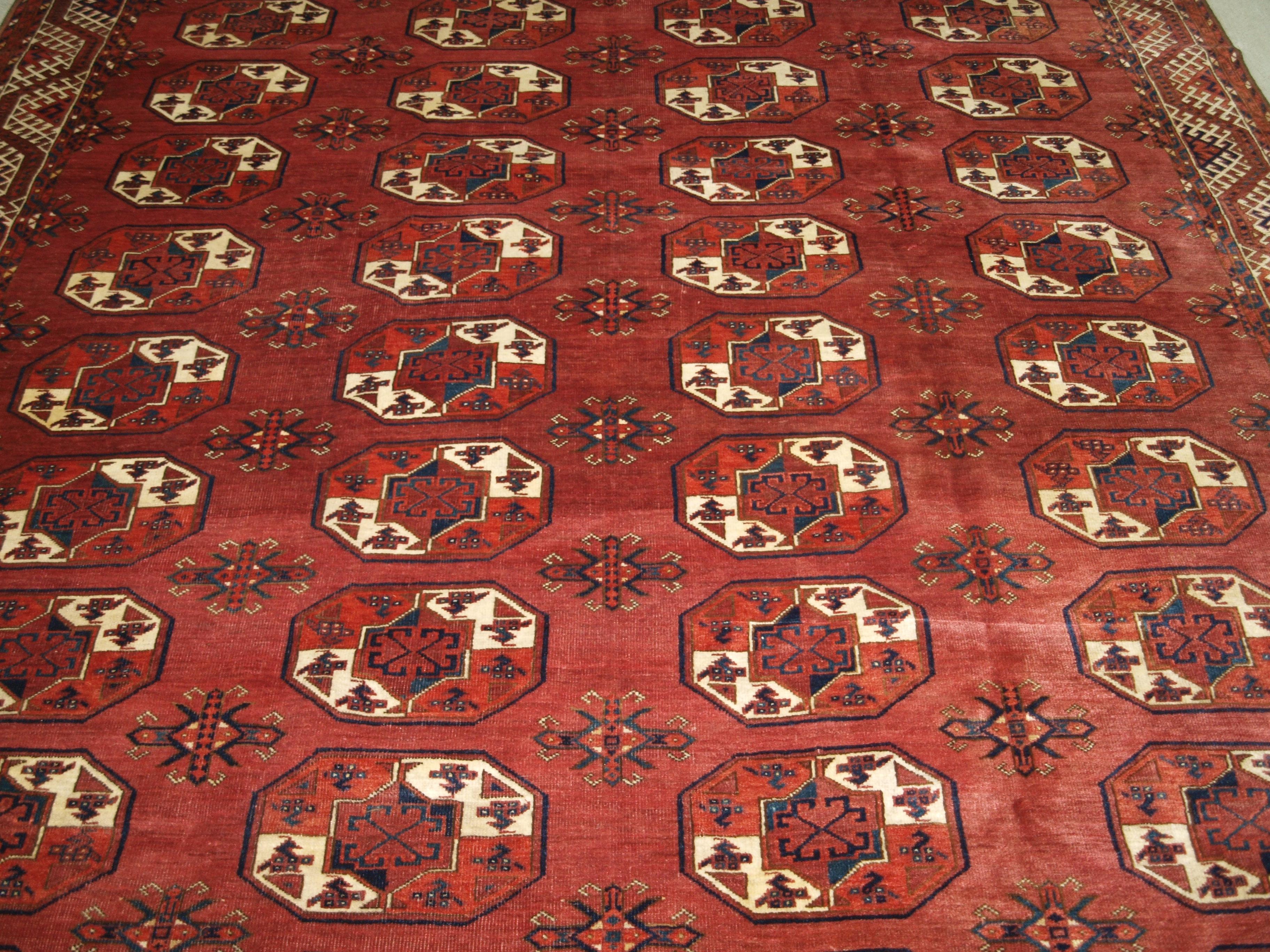 Red Antique Kizyl Ayak Ersari Turkmen Main Carpet 345 x 238cm For Sale 2