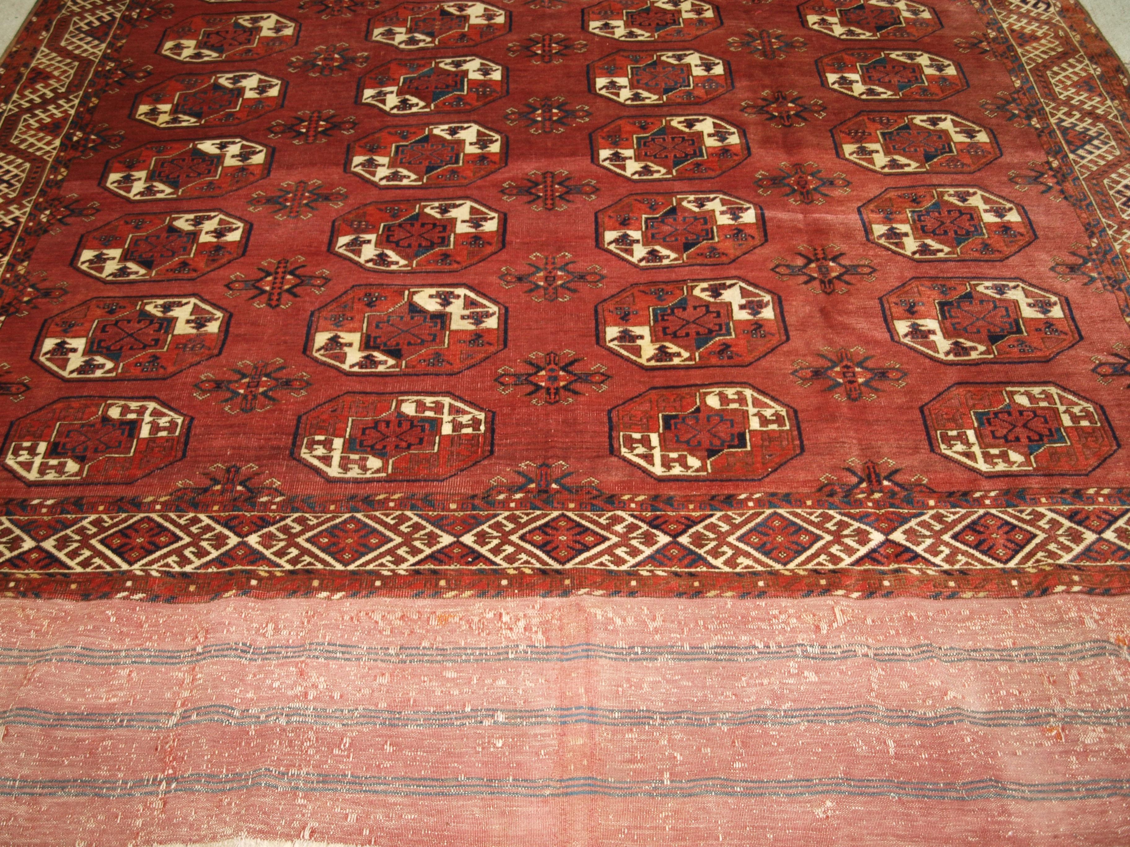 Red Antique Kizyl Ayak Ersari Turkmen Main Carpet 345 x 238cm For Sale 3