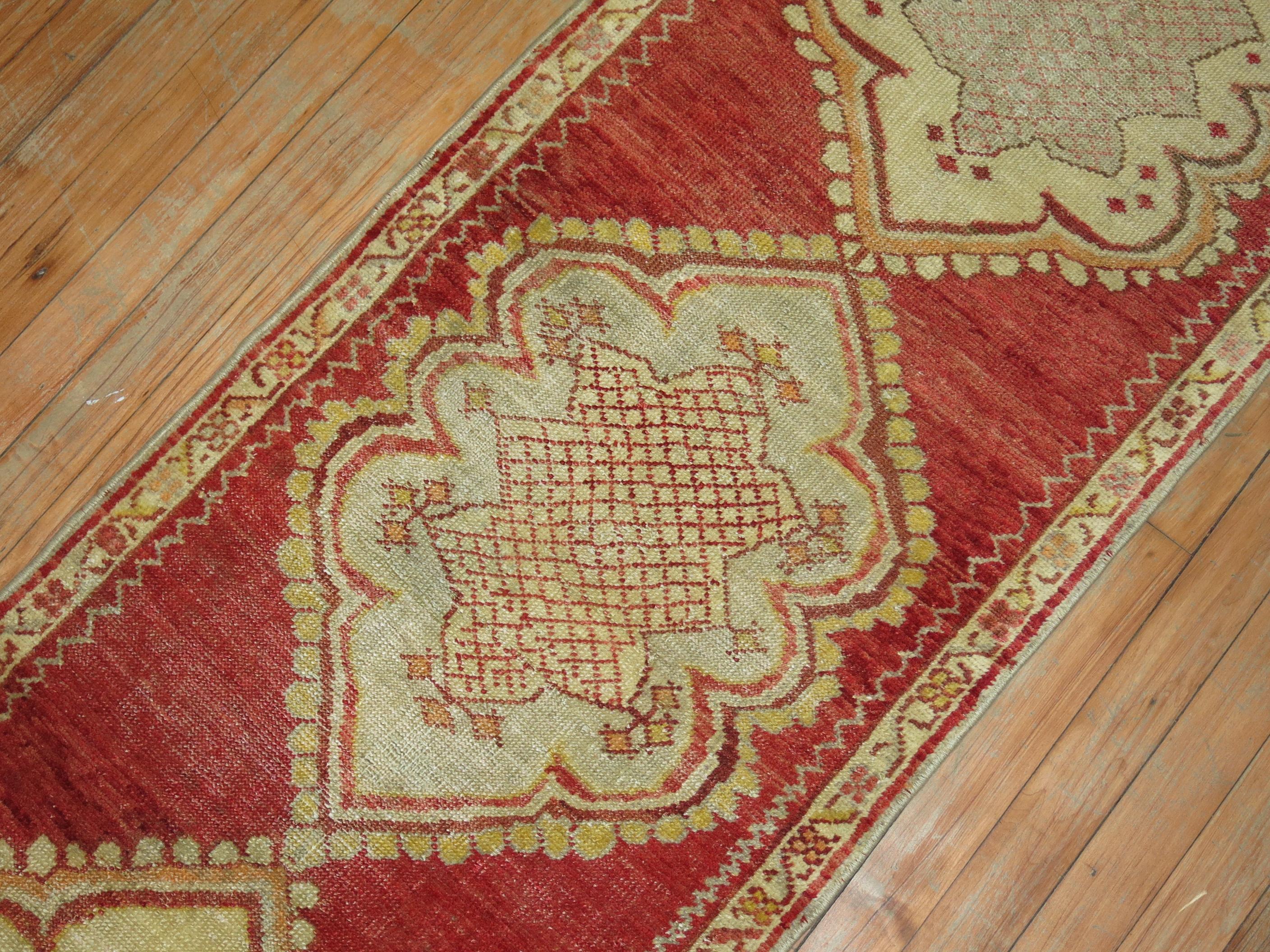 Red Antique Narrow Turkish Runner In Good Condition For Sale In New York, NY