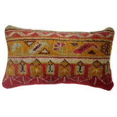 Red Antique Oushak 20th Century Bolster Size Rug Pillow