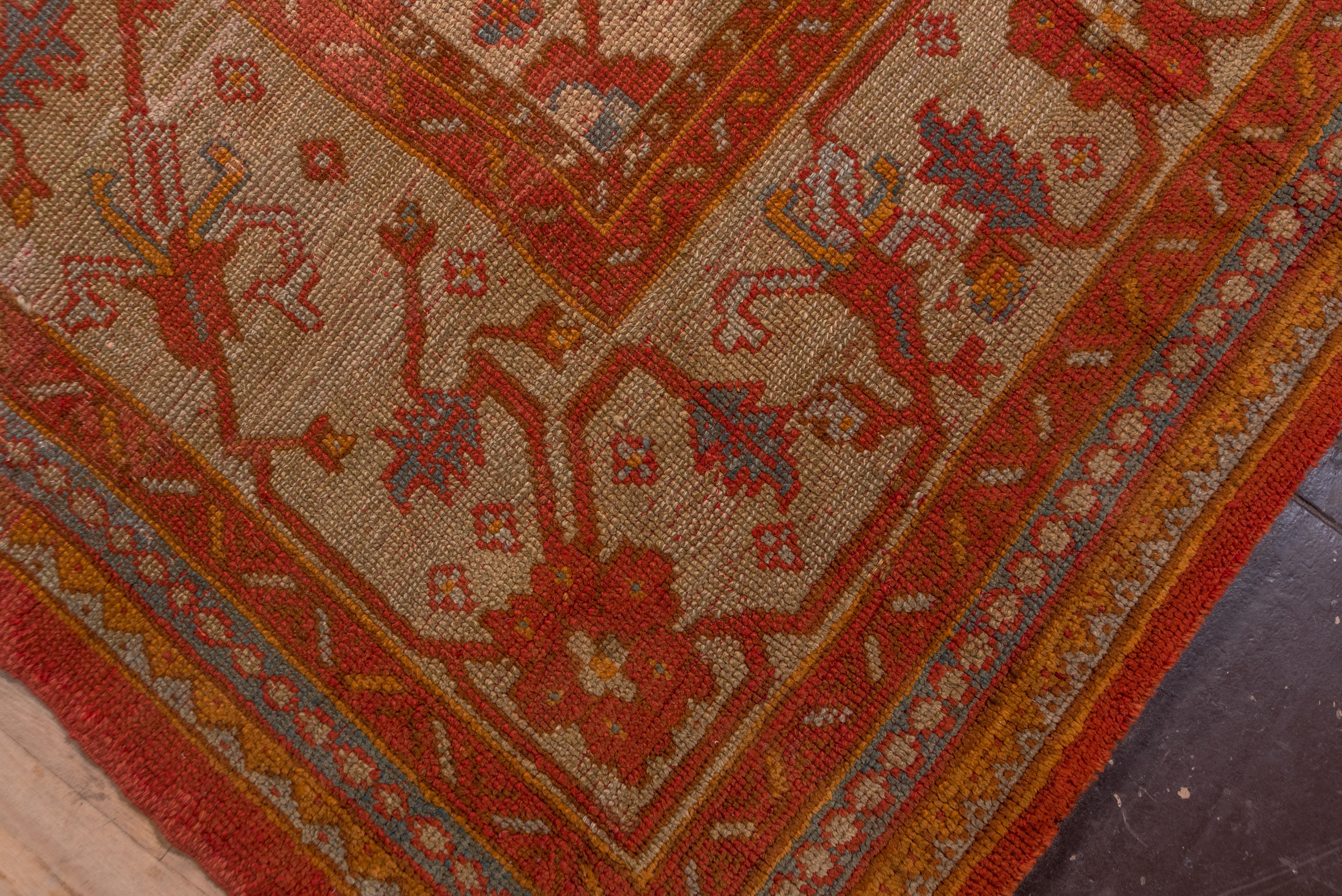 20th Century Red Antique Oushak Carpet, circa 1910s