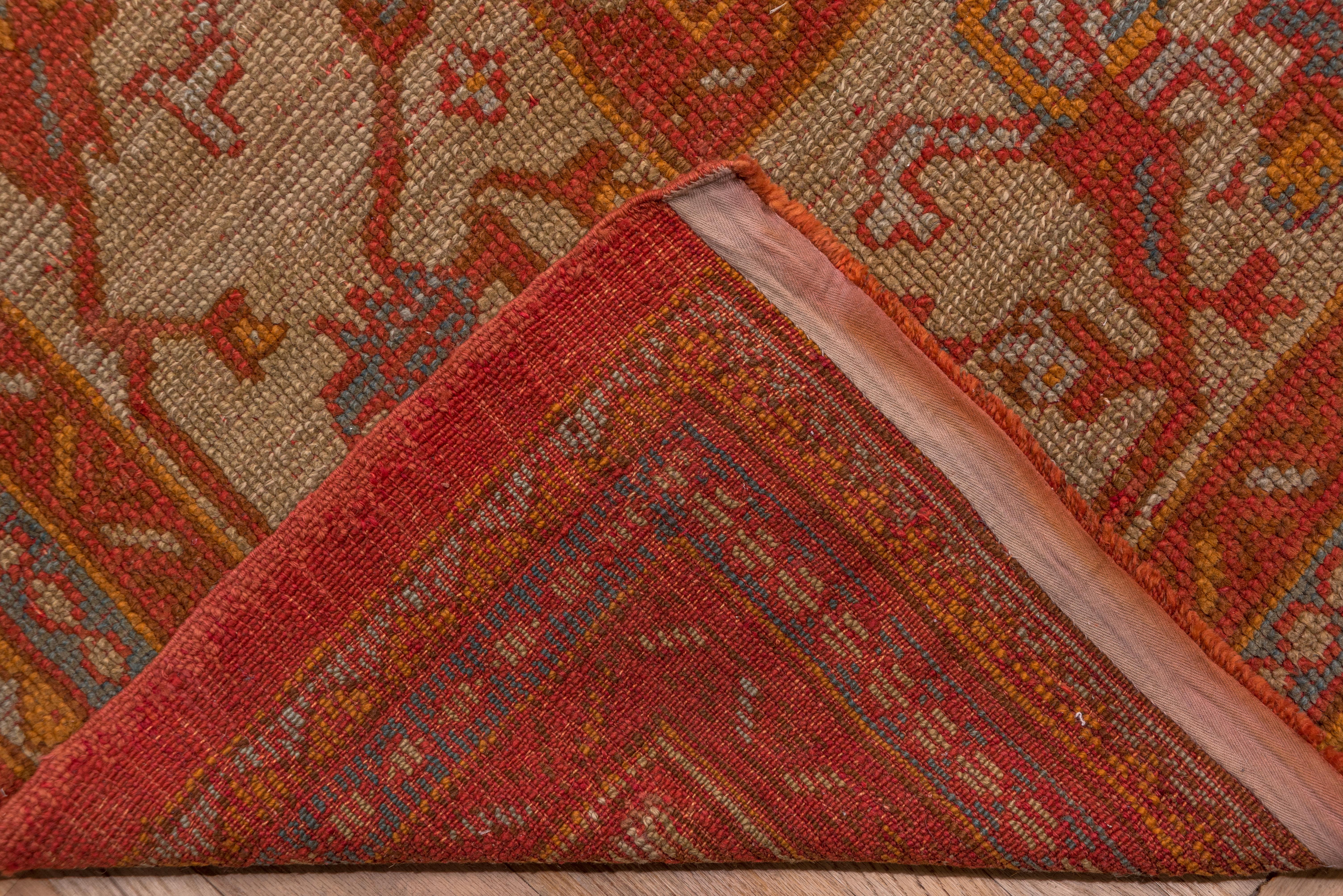 Wool Red Antique Oushak Carpet, circa 1910s