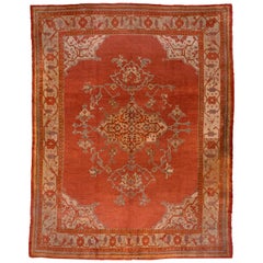 Red Antique Oushak Carpet, circa 1910s