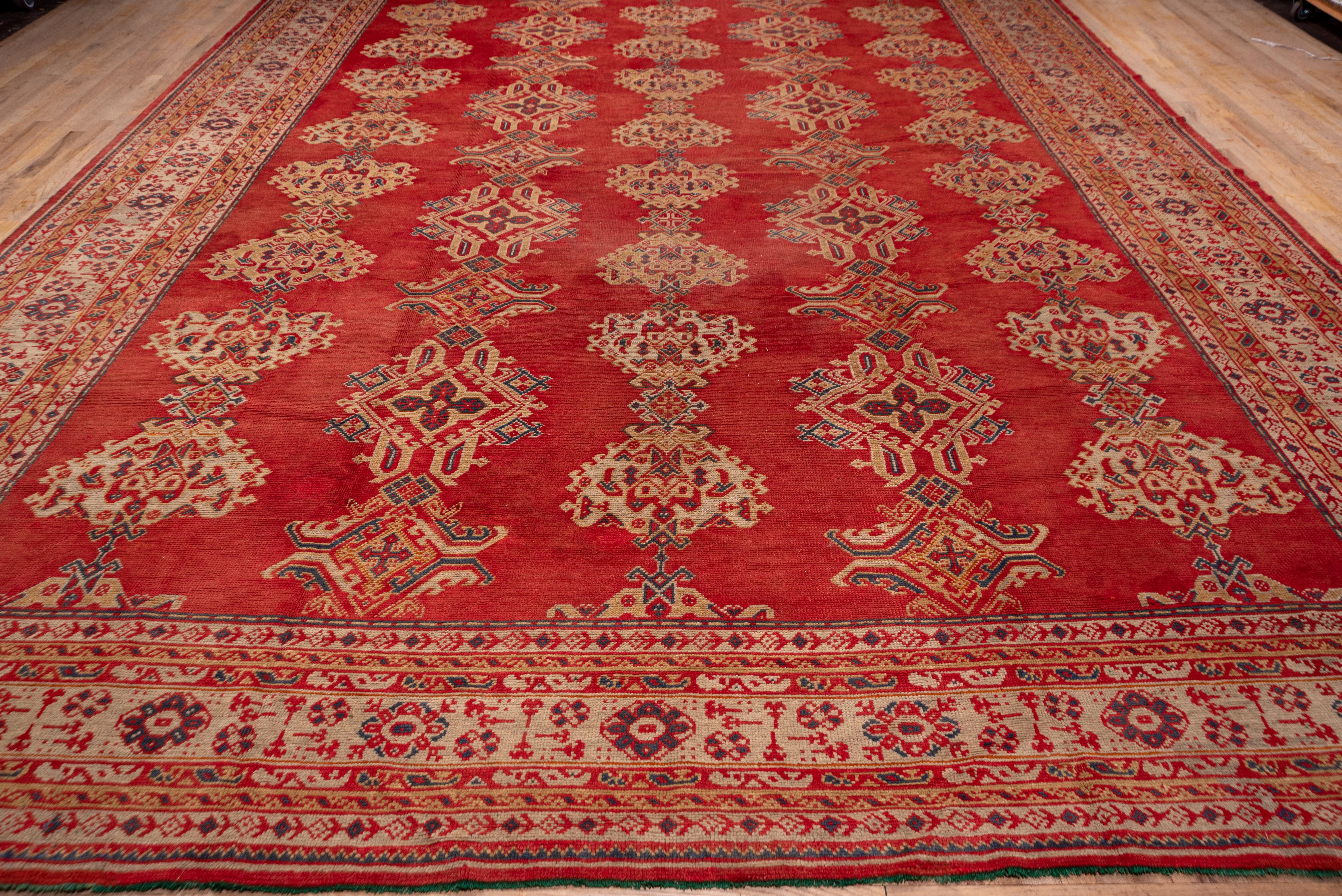 Turkish Red Antique Oushak Carpet, circa 1920s For Sale