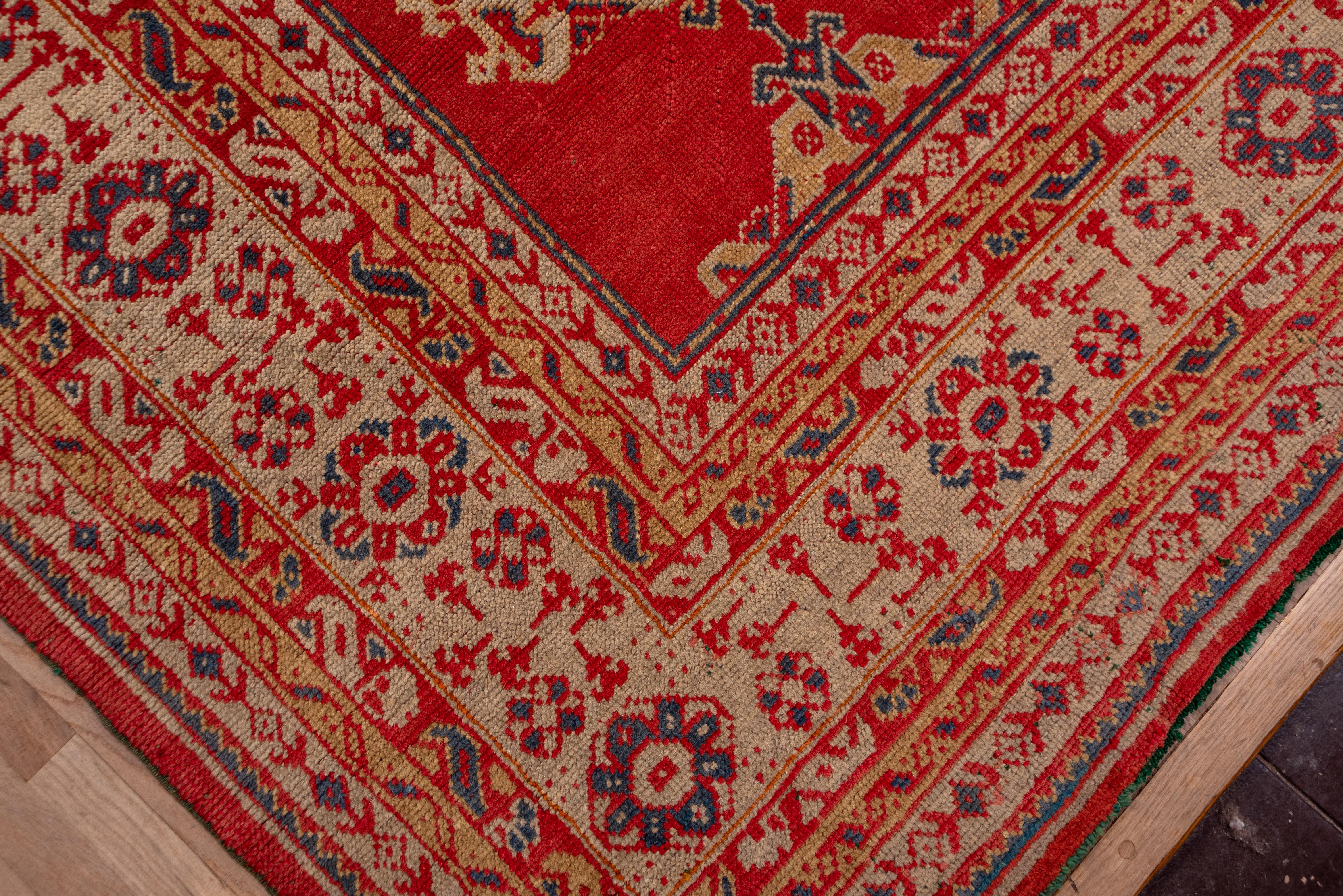 Red Antique Oushak Carpet, circa 1920s In Excellent Condition For Sale In New York, NY