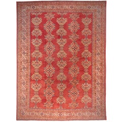 Roter antiker Oushak-Teppich, ca. 1920er Jahre