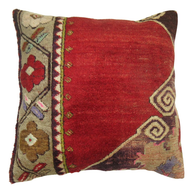 Red Antique Oushak Rug Pillow at 1stDibs