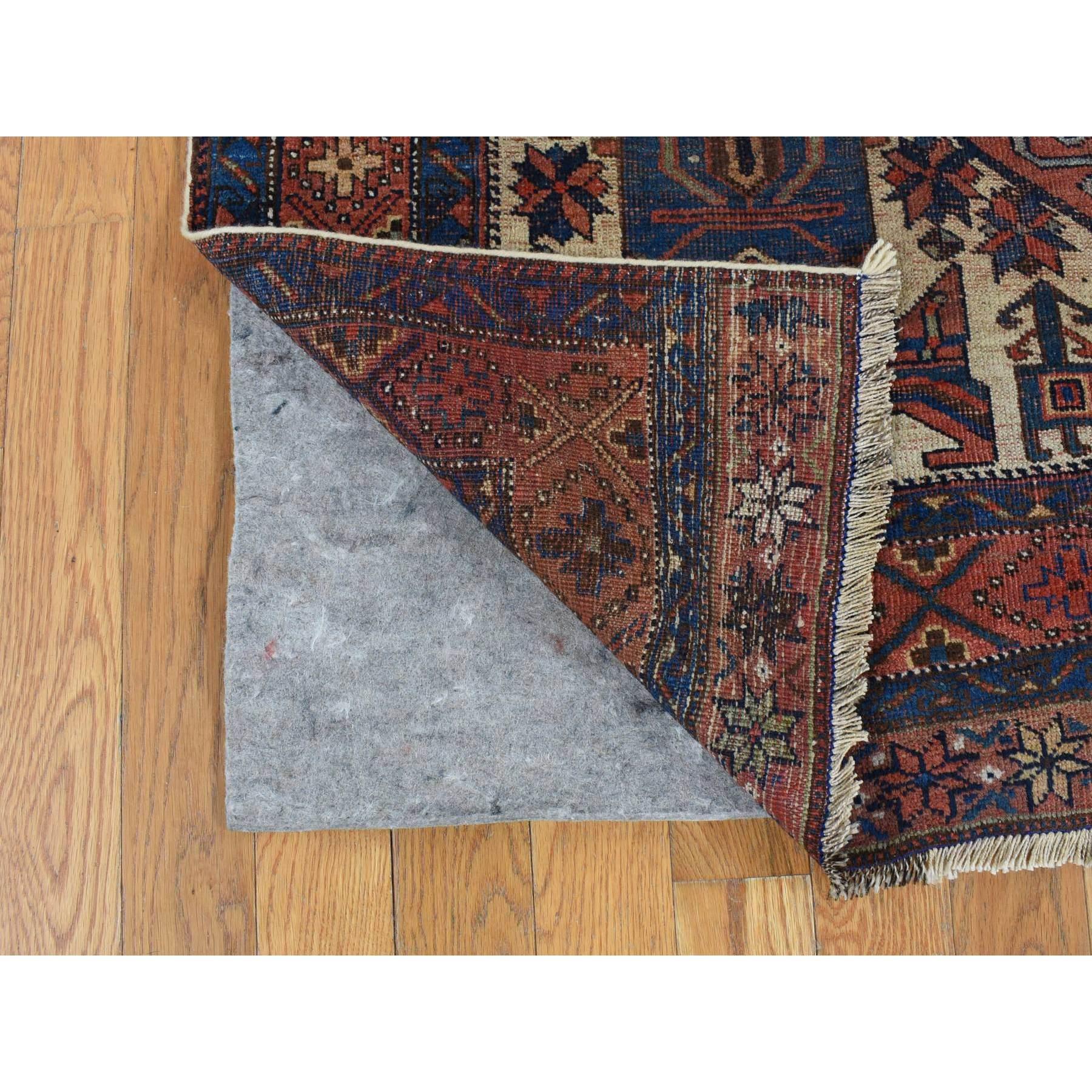 Medieval Red Antique Persian Afshar Geometric Hand Knotted Pure Wool Even Wear Clean Rug For Sale