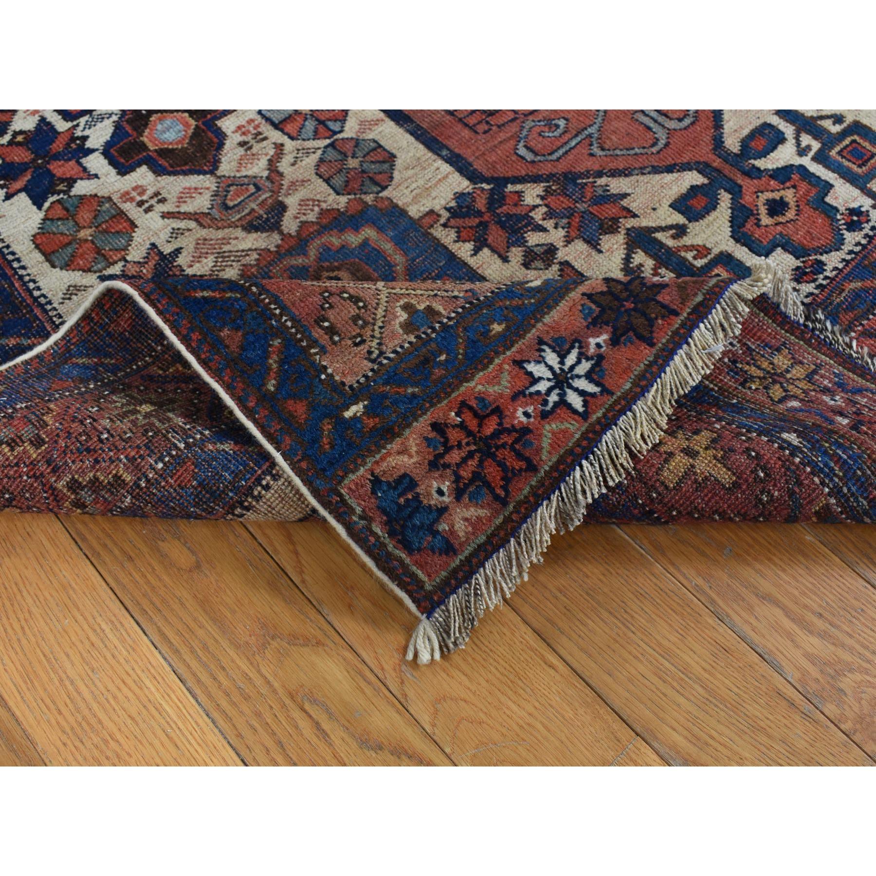 Hand-Knotted Red Antique Persian Afshar Geometric Hand Knotted Pure Wool Even Wear Clean Rug For Sale
