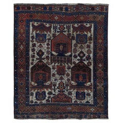 Roter antiker persischer Afshar-Teppich aus reiner Wolle mit geometrischem, handgeknüpftem, rotem und sauberem Muster