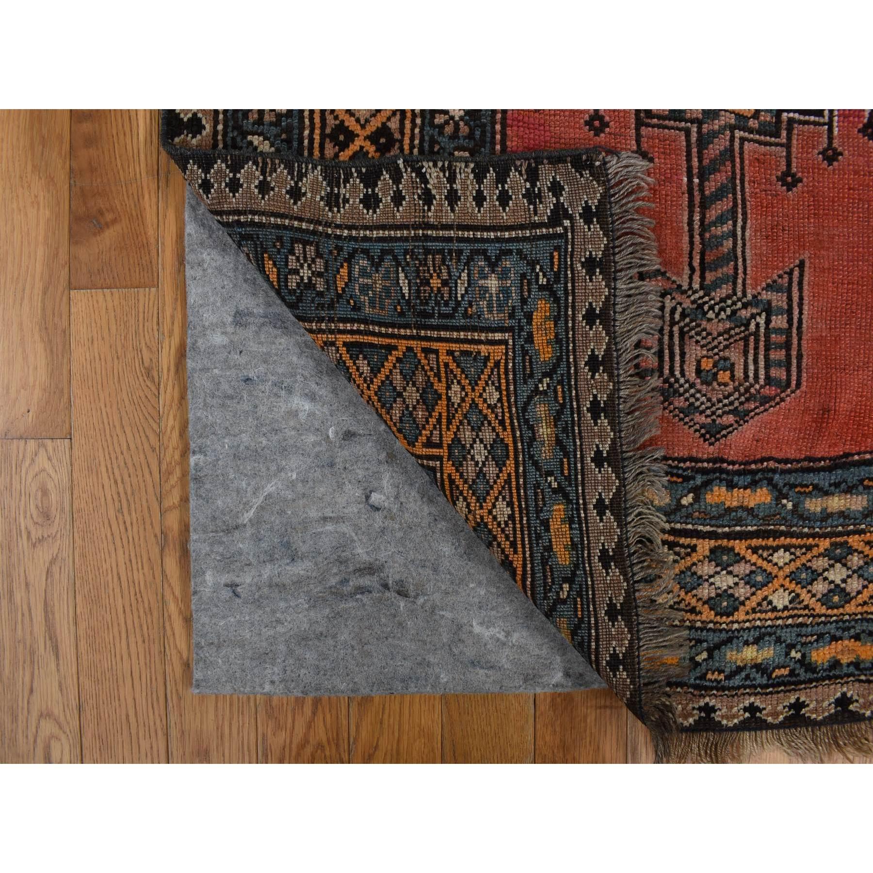Médiéval Tapis de couloir persan Bidjar rouge antique noué à la main XL de 3'x16'3