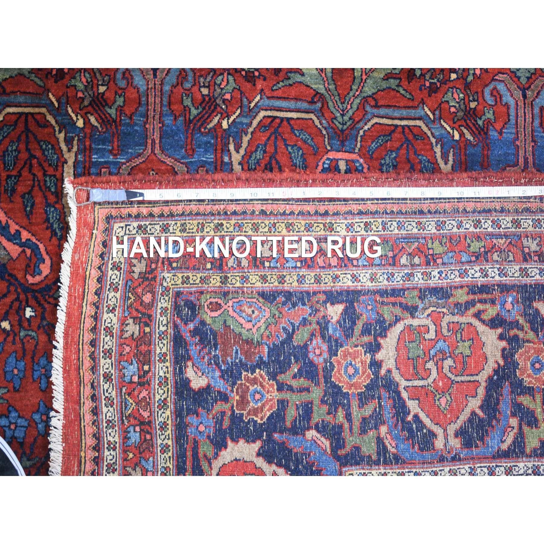 Red Antique Persian Bijar XL All Over Garus Design Full Pile Pure Wool Rug For Sale 4