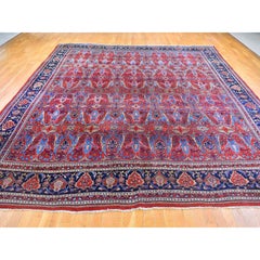 Roter antiker persischer Bijar XL All Over Garus Design Vollflor-Teppich aus reiner Wolle