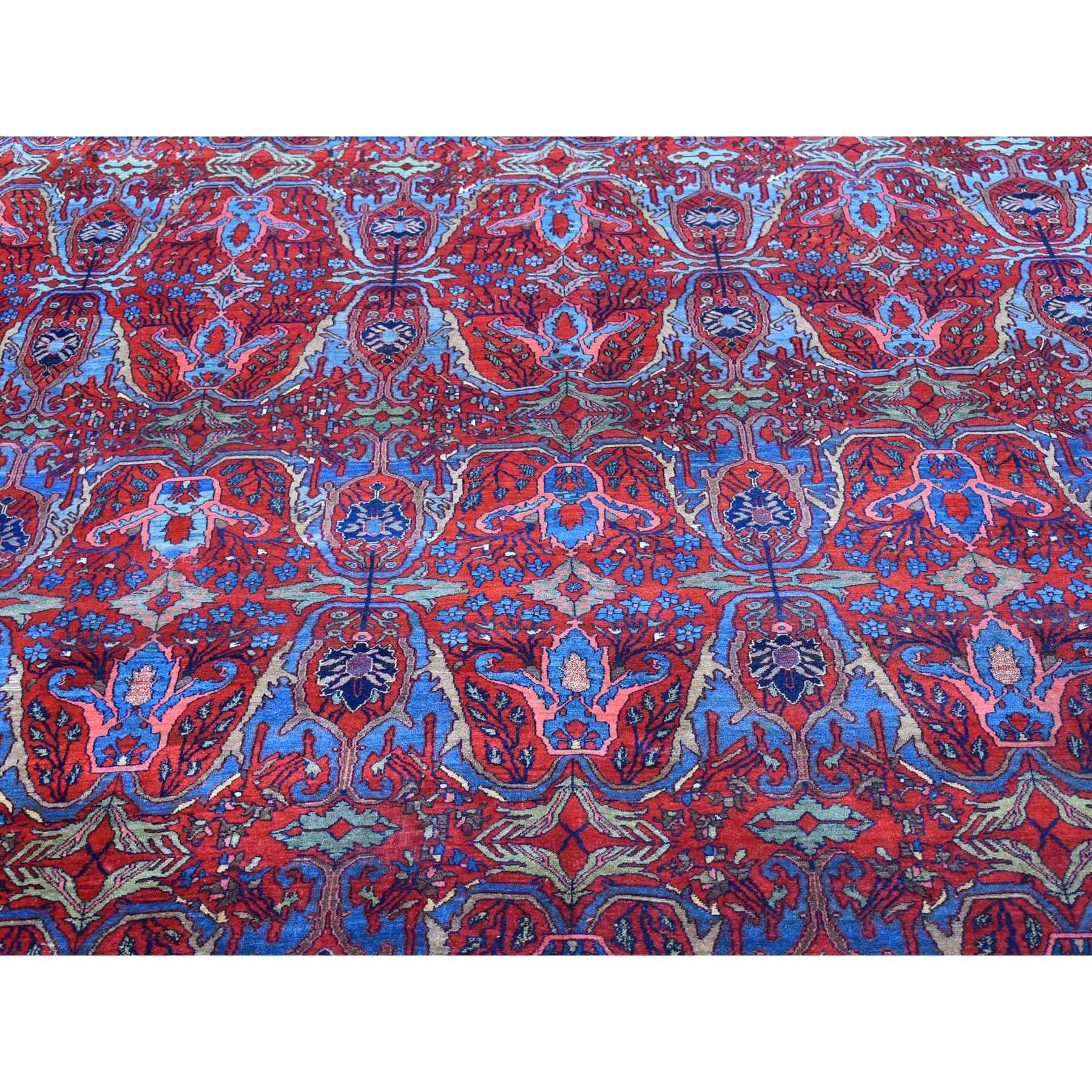 Hand-Knotted Red Antique Persian Bijar XL All Over Garus Design Full Pile Pure Wool Rug For Sale