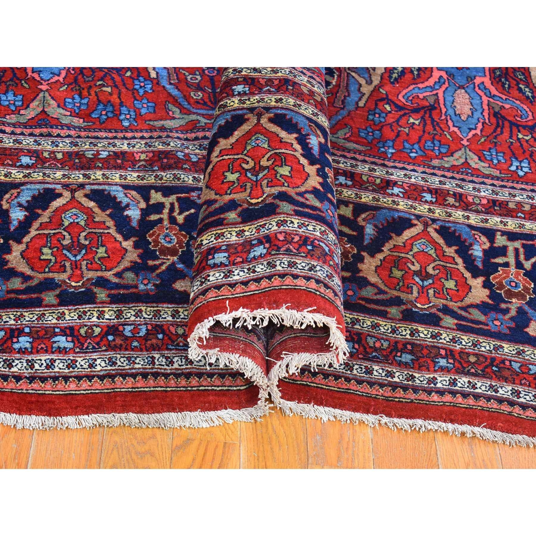 Red Antique Persian Bijar XL All Over Garus Design Full Pile Pure Wool Rug In Good Condition For Sale In Carlstadt, NJ