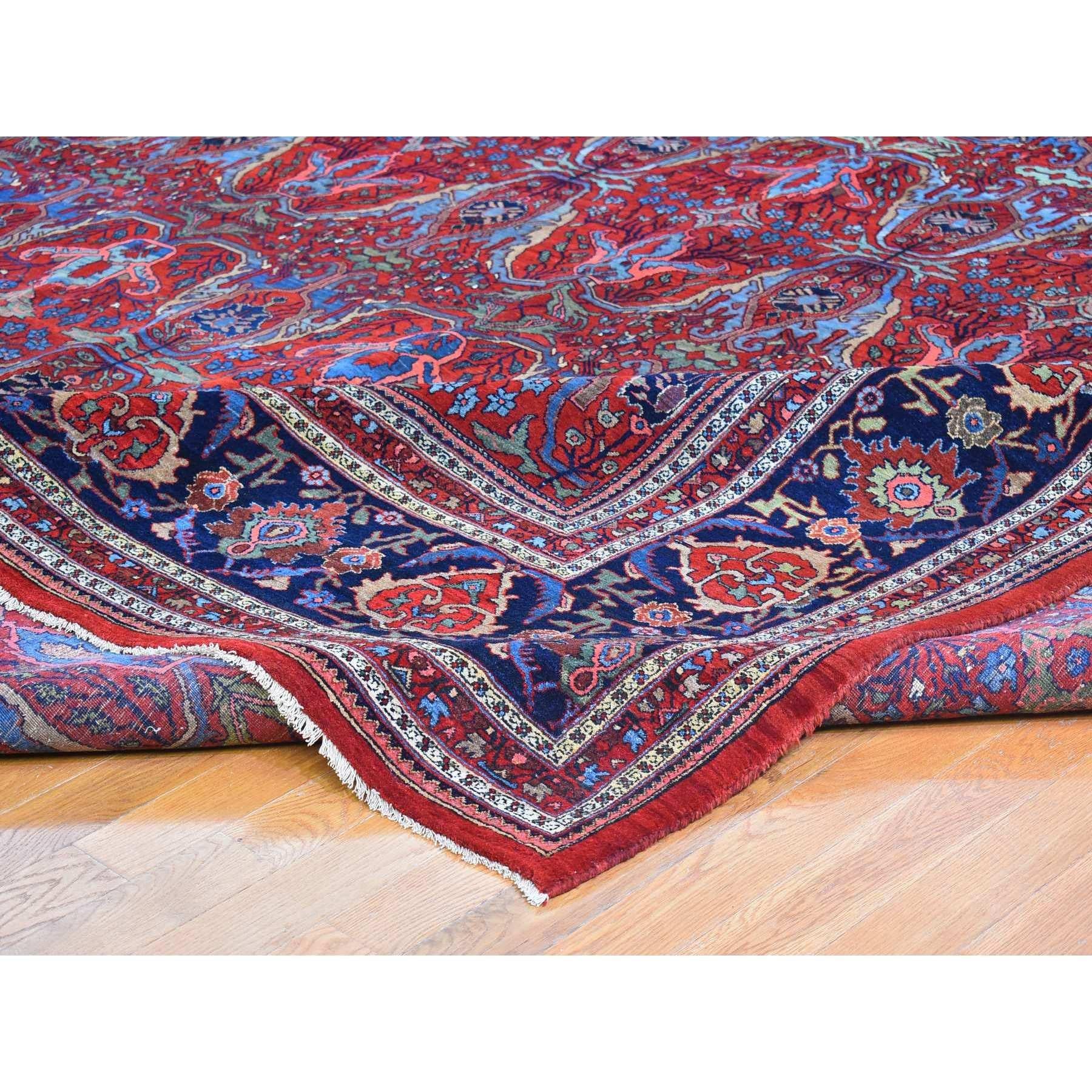Early 20th Century Red Antique Persian Bijar XL All Over Garus Design Full Pile Pure Wool Rug For Sale