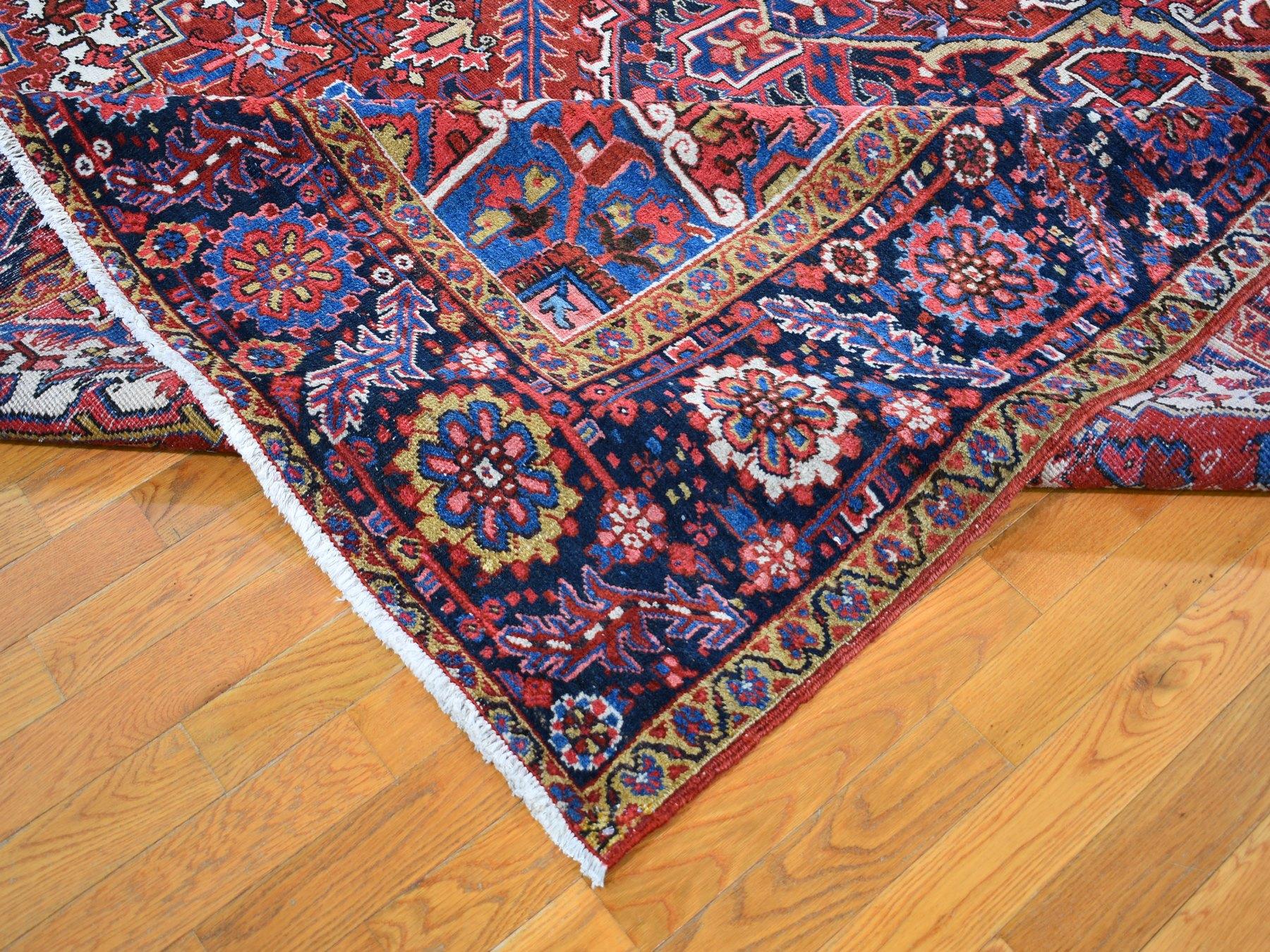 Early 20th Century Red Antique Persian Heriz circa 1920, Good Condition Clean Hand Knotted 