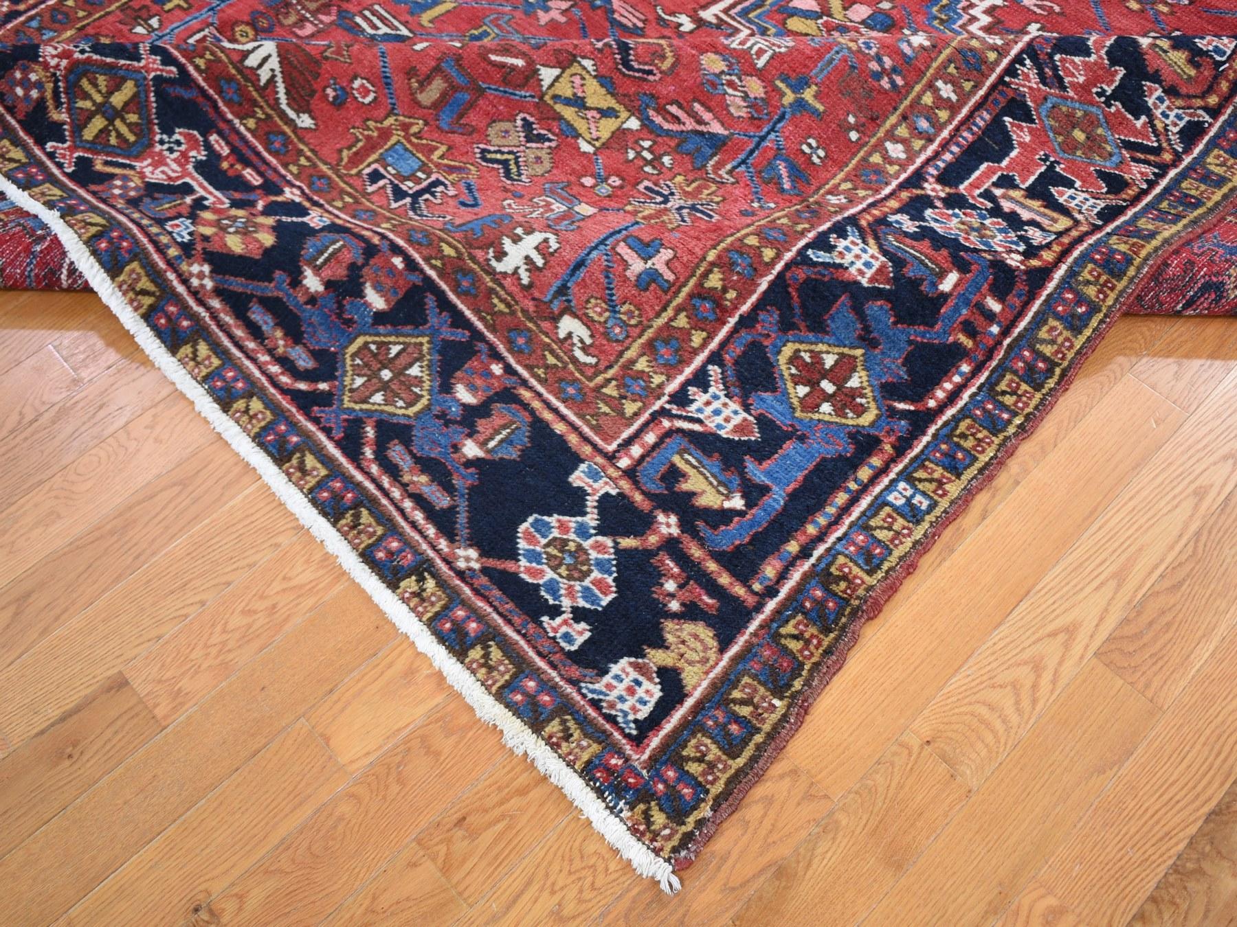 Hand-Knotted Red Antique Persian Heriz Clean Pure Wool Hand Knotted Oriental Rug, 7'9