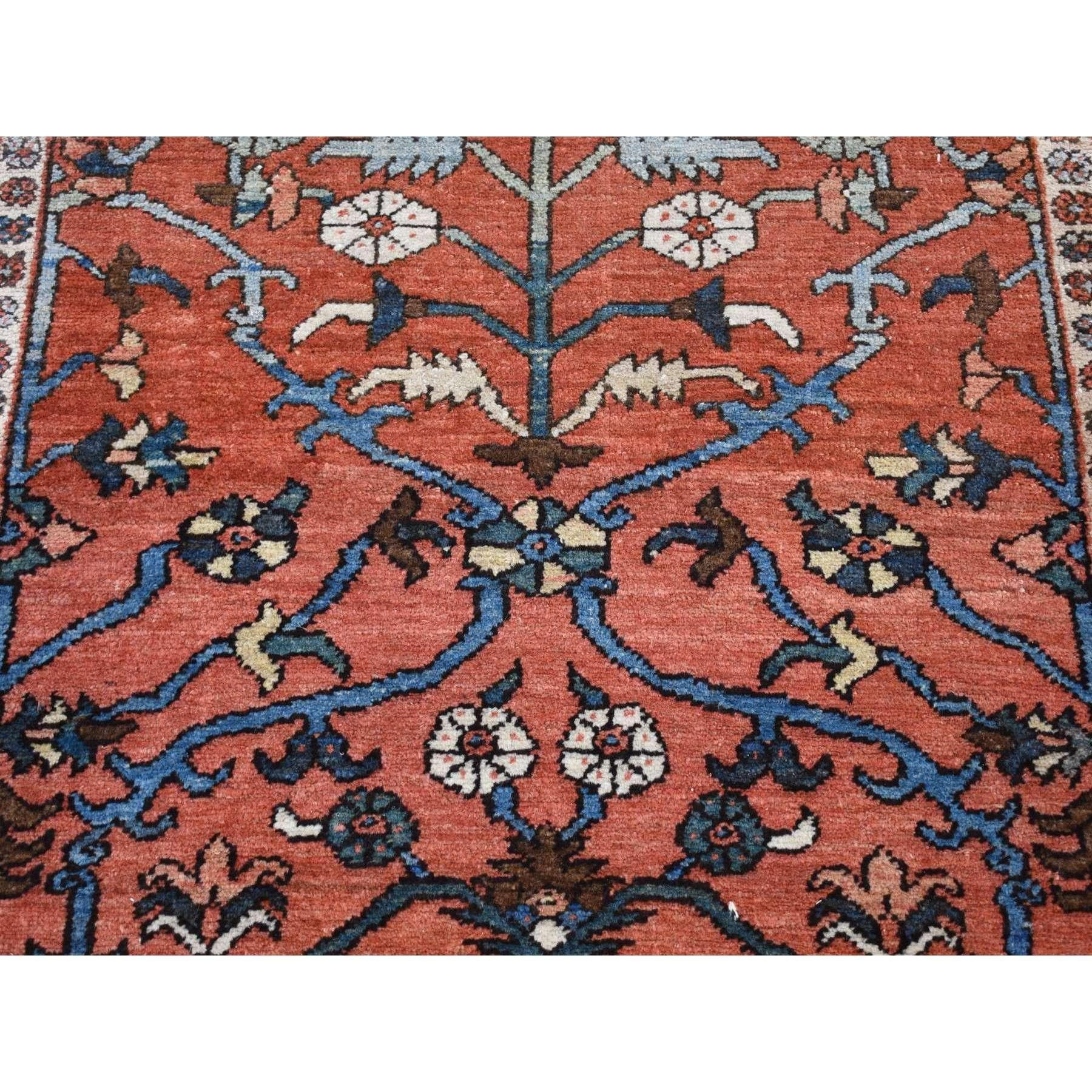 Red Antique Persian Heriz Hand Knotted Pure Wool Great Condition Cleaned Rug In Fair Condition For Sale In Carlstadt, NJ