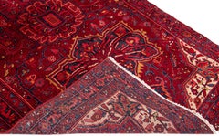 Red Antique Persian Heriz Handmade Medallion Wool Runner