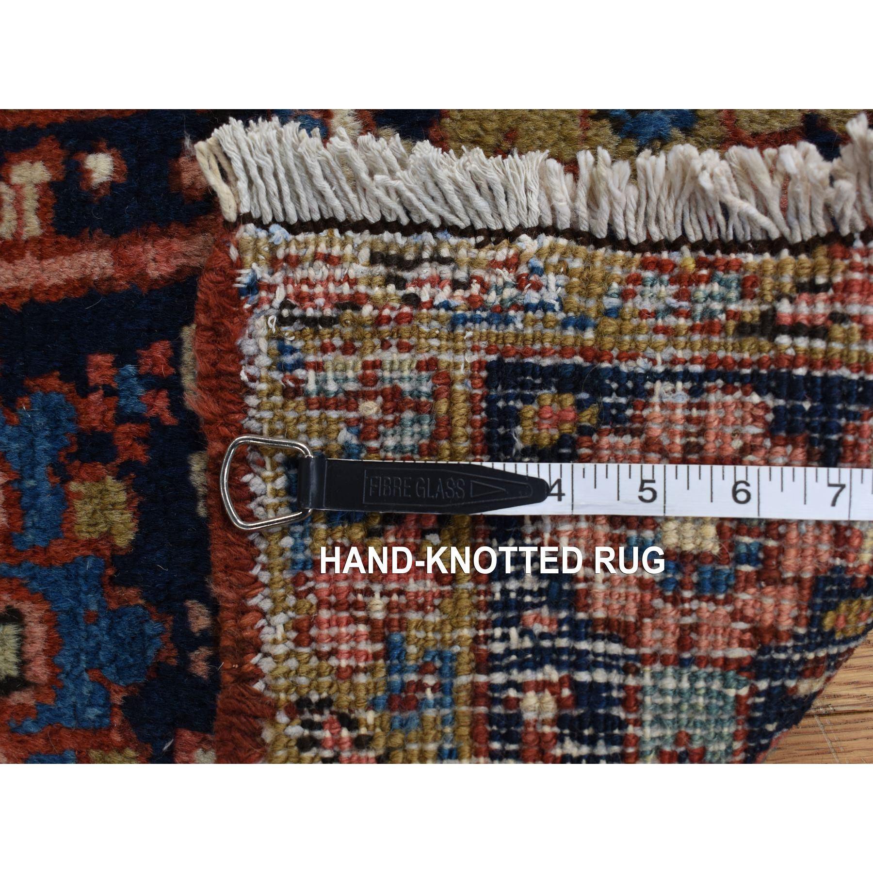 Roter antiker persischer Heriz-Teppich aus reiner Wolle, handgeknüpft, sauber, 9'1