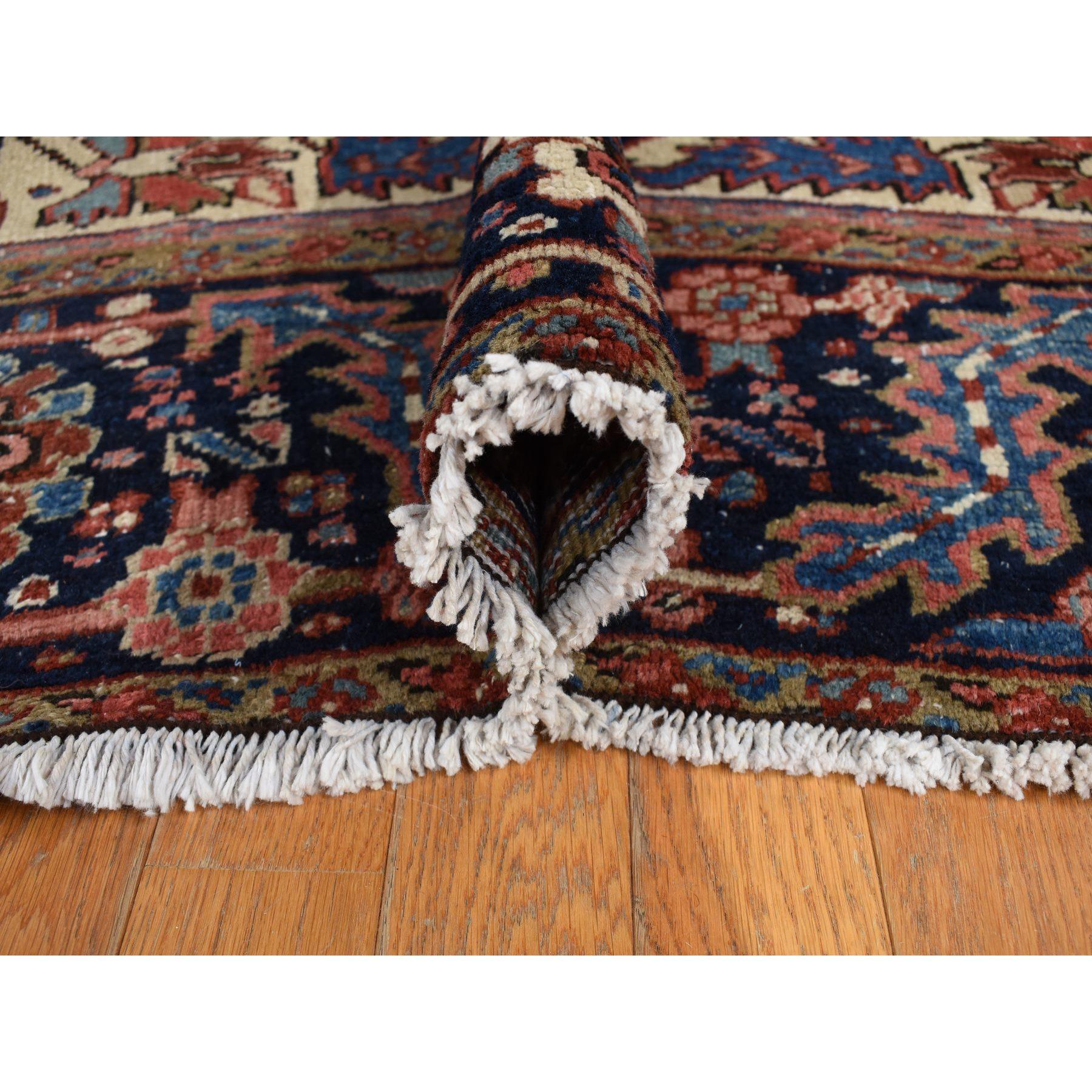 Red Antique Persian Heriz Pure Wool Hand Knotted Even Wear Clean Rug 9'1