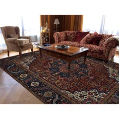 Red Antique Persian Heriz Soft Worn Wool Hand Knotted Oriental Rug 8'3"x11'9"