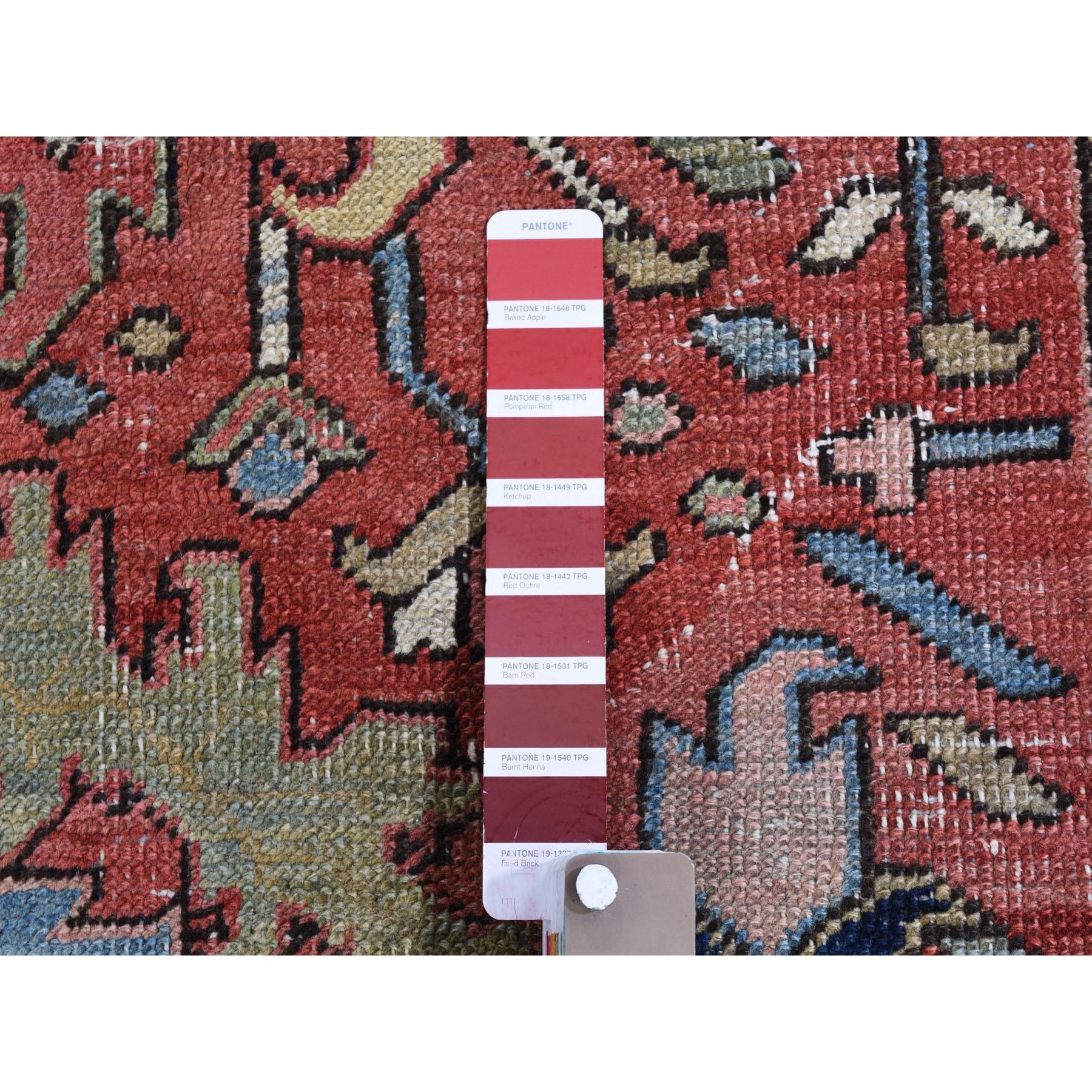 Red Antique Persian Heriz Some Wear Clean Hand Knotted Oriental Rug 1