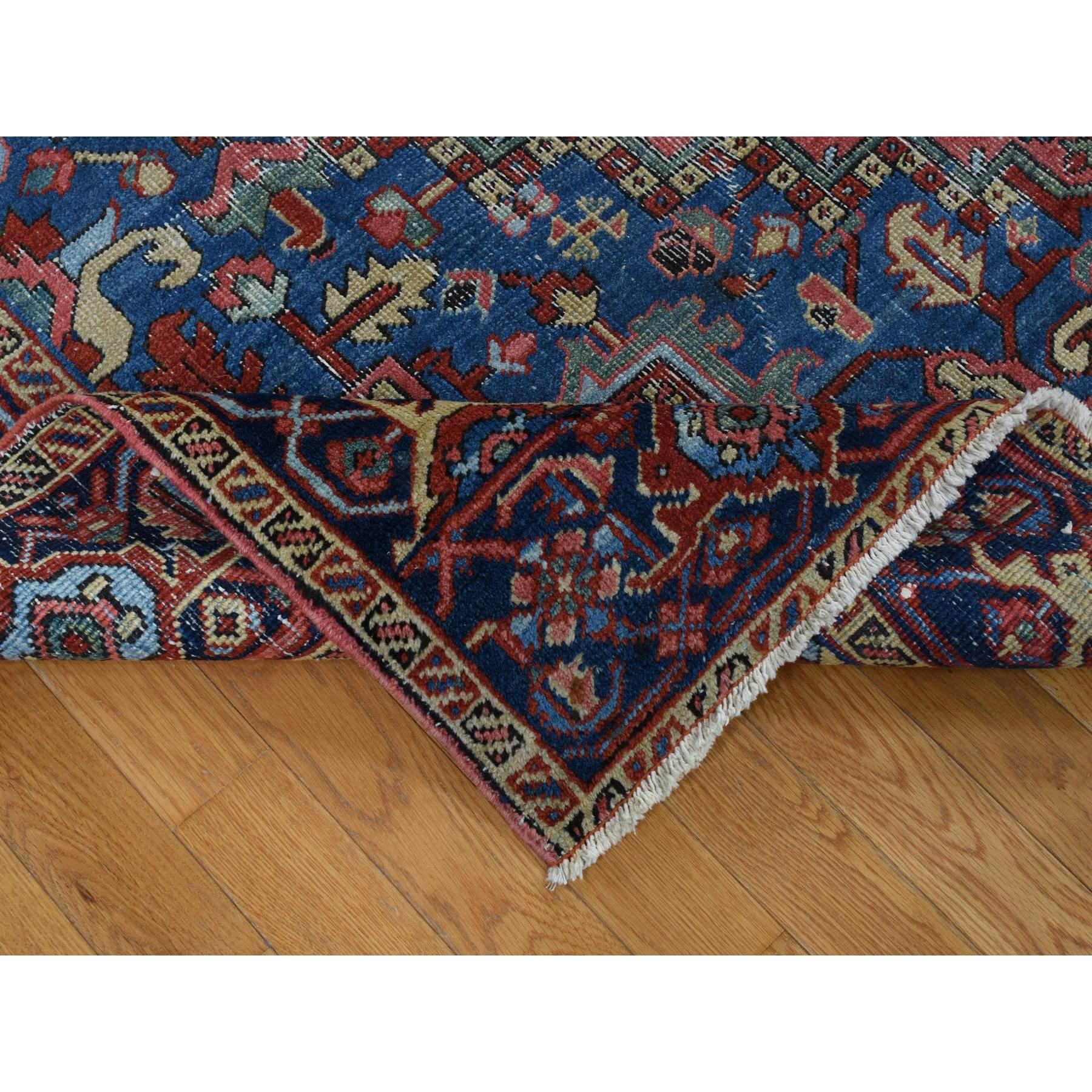 Early 20th Century Red Antique Persian Heriz Wool Hand Knotted Unrestored Condition Cleaned Rug For Sale