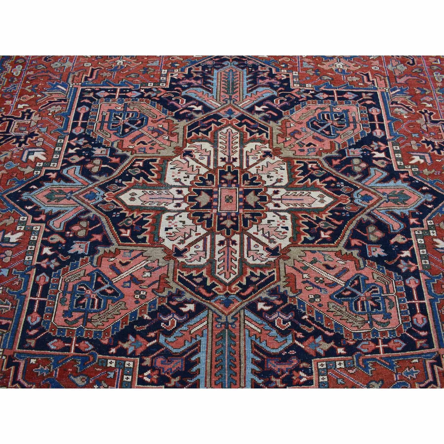 Red Antique Persian Karajeh Heriz Pure Wool Hand Knotted Clean Oversized Rug For Sale 3