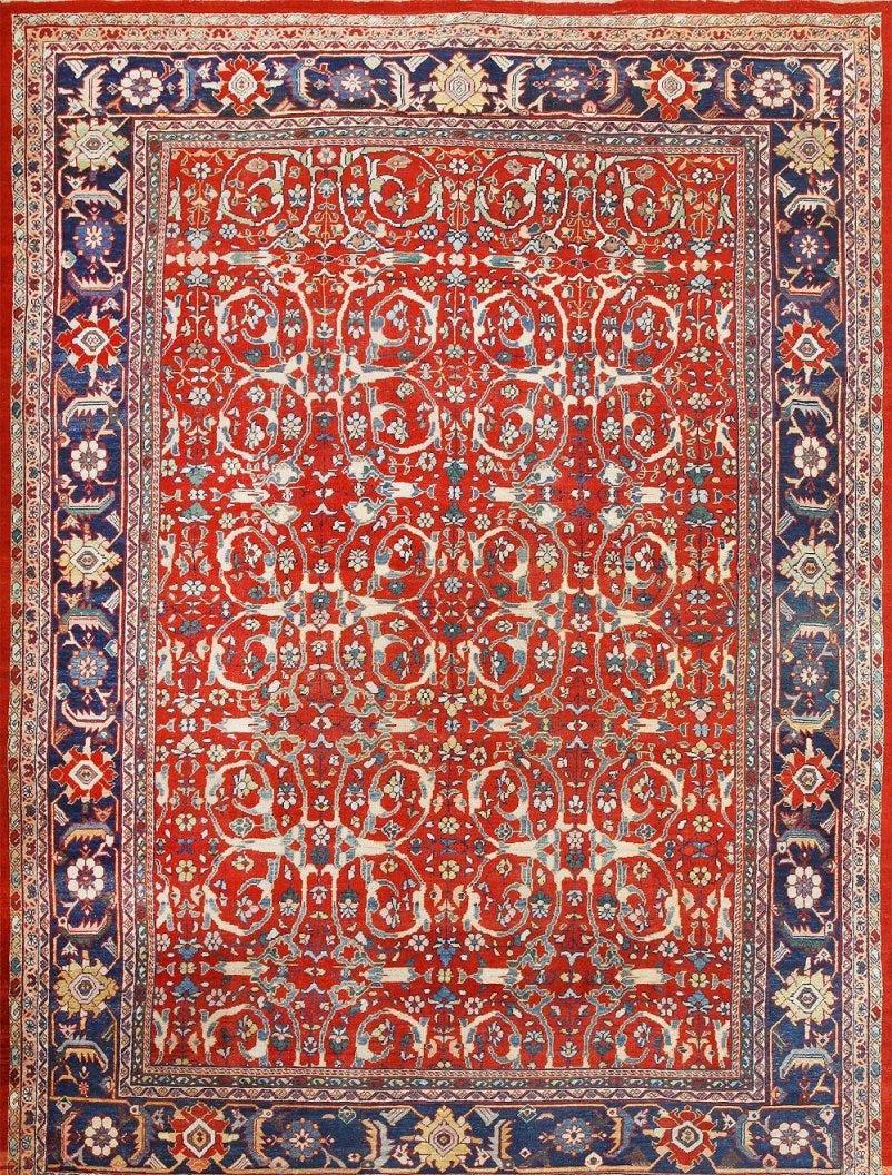 Red Antique Persian Mahal Sultanabad Rug For Sale 2