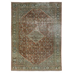 Tapis persan Mahal ancien rouge à motifs sur toute la surface des années 1900