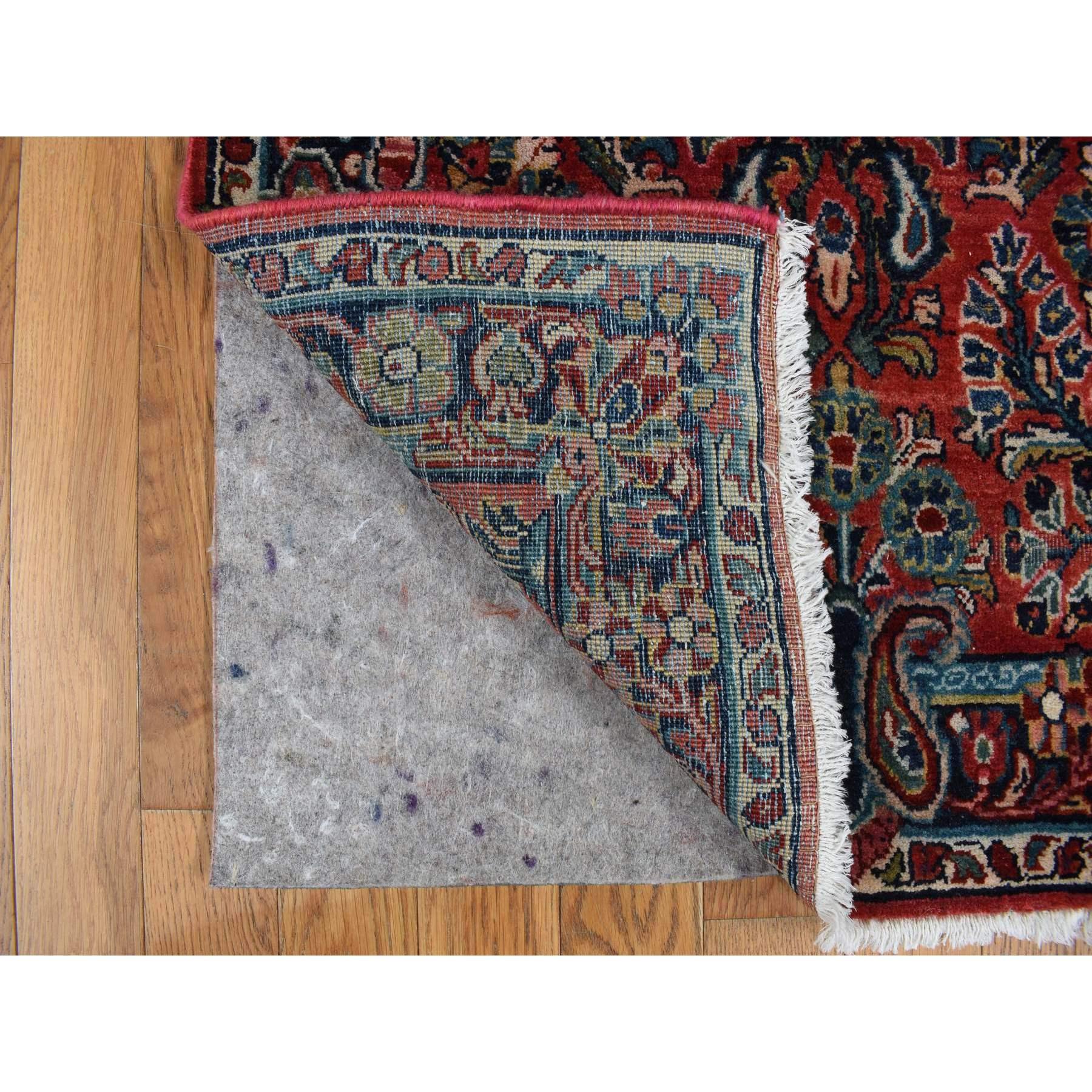 Medieval Red Antique Persian Saroogh Hand Knotted Wool Cleaned XL Runner Rug 2'6