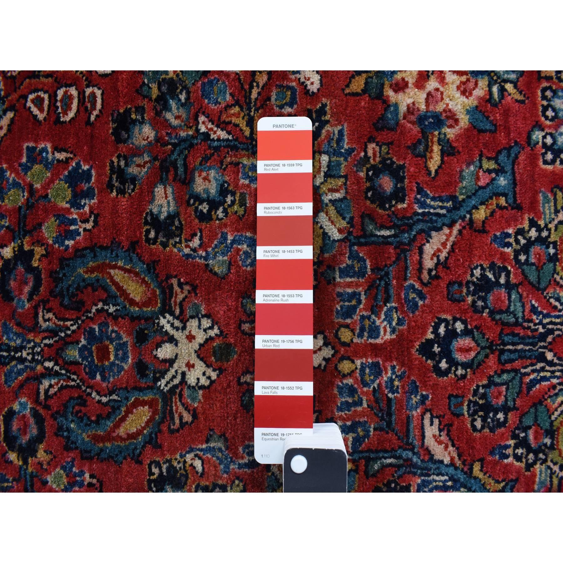 Hand-Knotted Red Antique Persian Saroogh Hand Knotted Wool Cleaned XL Runner Rug 2'6