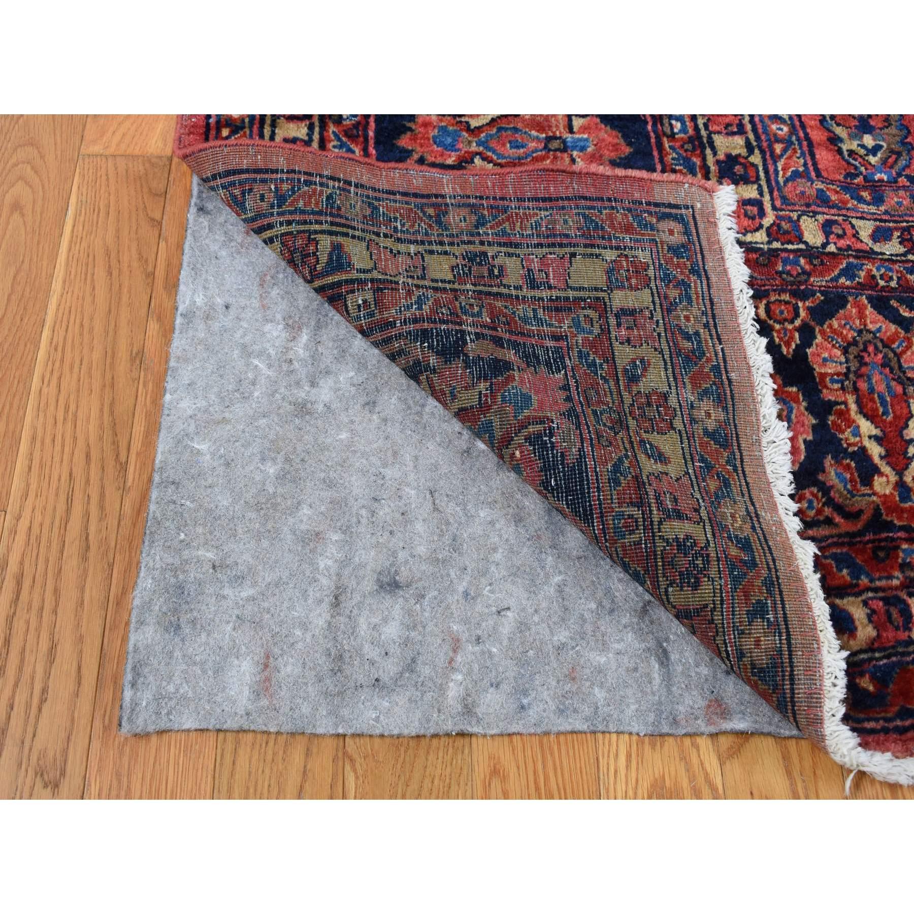 Hand-Knotted Red Antique Persian Sarouk Clean Even Wear Pure Wool Hand Knotted Oversized Rug For Sale