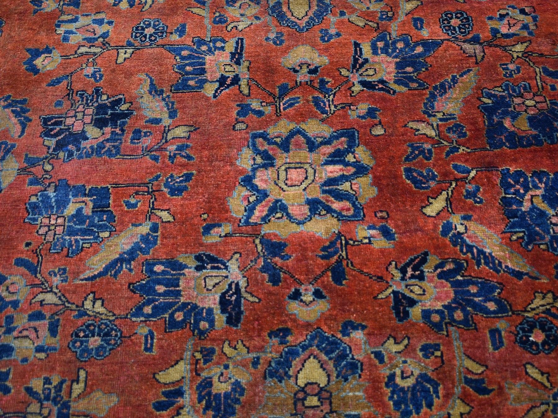 Red Antique Persian Sarouk Even Wear Clean And Soft Hand Knotted Oriental Rug 2