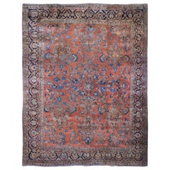 Red Antique Persian Sarouk Even Wear Clean And Soft Hand Knotted Oriental Rug