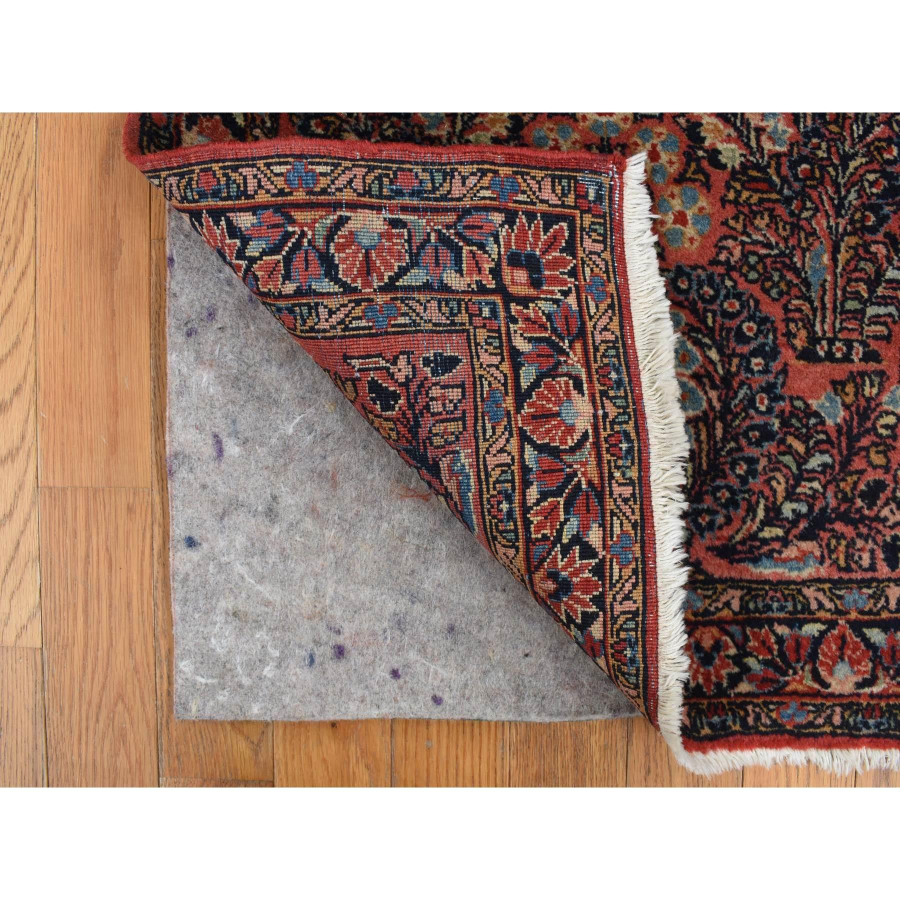 Roter antiker persischer Sarouk-Teppich in Rot, voller Flor, sauber und weich, handgeknüpft, 2'1
