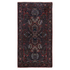 Roter antiker persischer Sarouk-Teppich in Rot, voller Flor, sauber und weich, handgeknüpft, 2'1"x4'