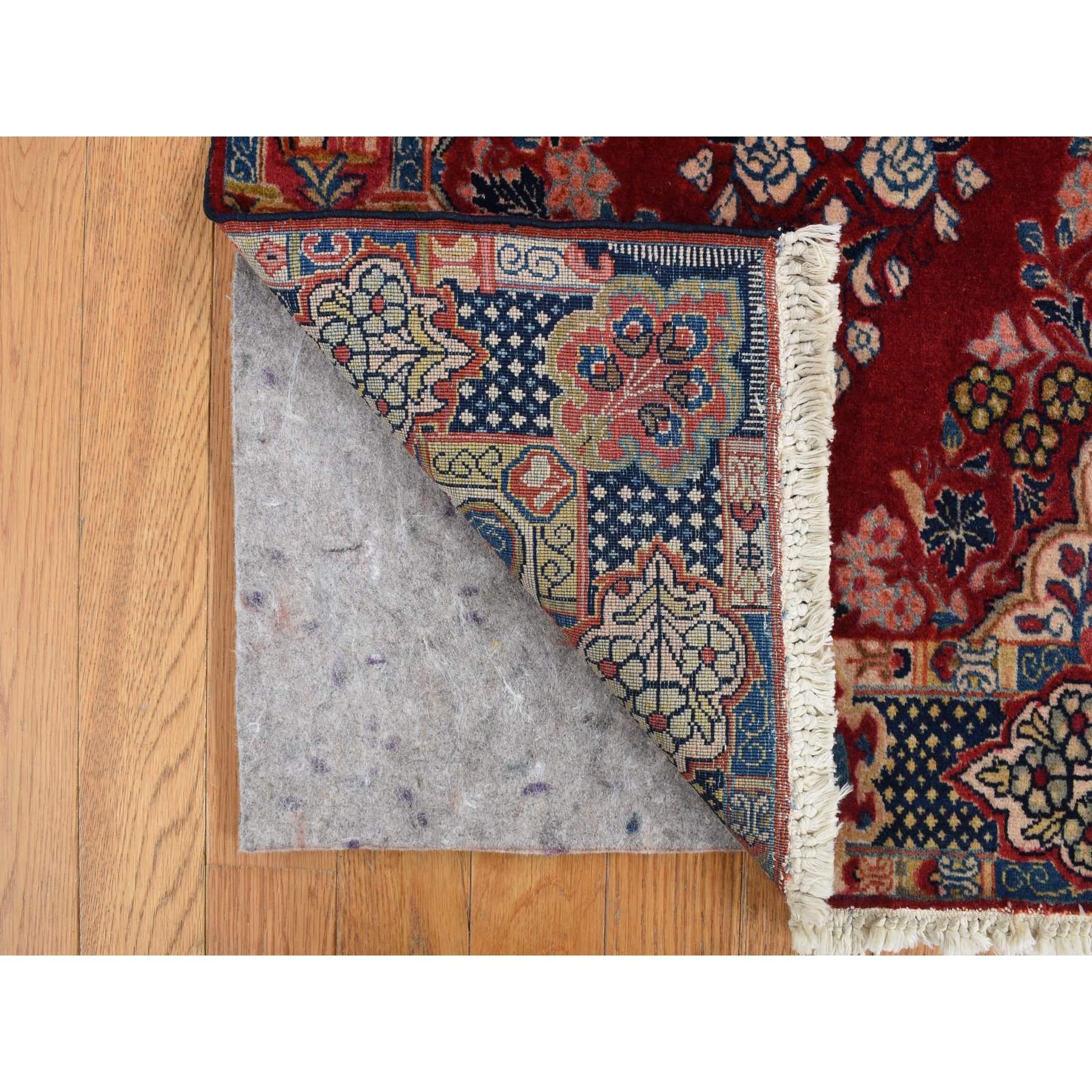Hand-Knotted Red Antique Persian Sarouk Full Pile Clean and Soft Hand Knotted Rug 2'6
