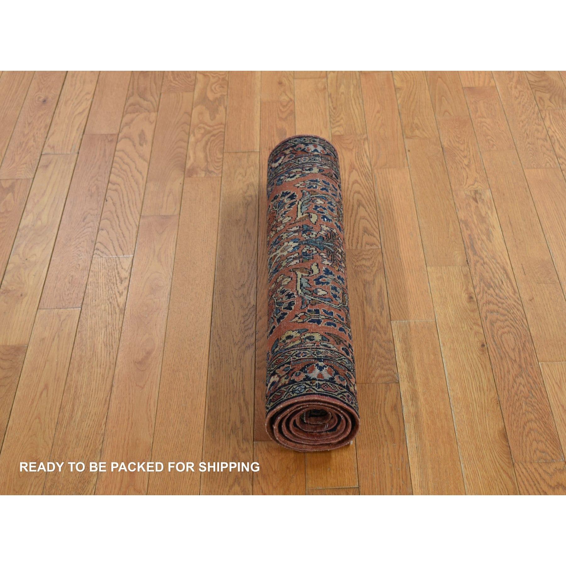 Roter antiker persischer Sarouk-Teppich in Rot, voller Flor, sauber und weich, handgeknüpft, 2'6
