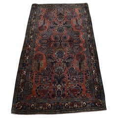 Roter antiker persischer Sarouk-Teppich in Rot, voller Flor, sauber und weich, handgeknüpft, 2'6"x5'