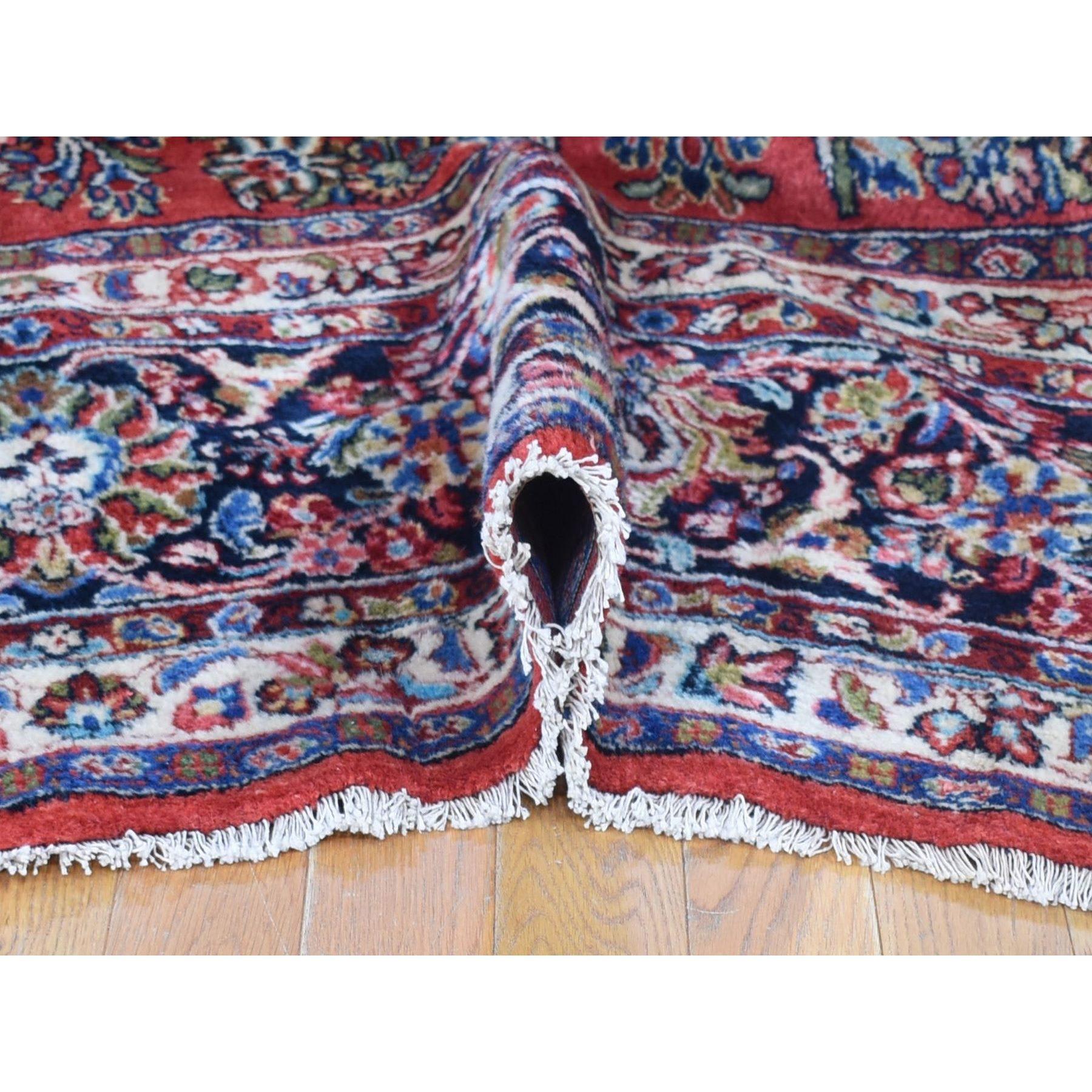 Hand-Knotted Red Antique Persian Sarouk Full Pile Hand Full Pile Hand Knotted Pure Wool Rug For Sale