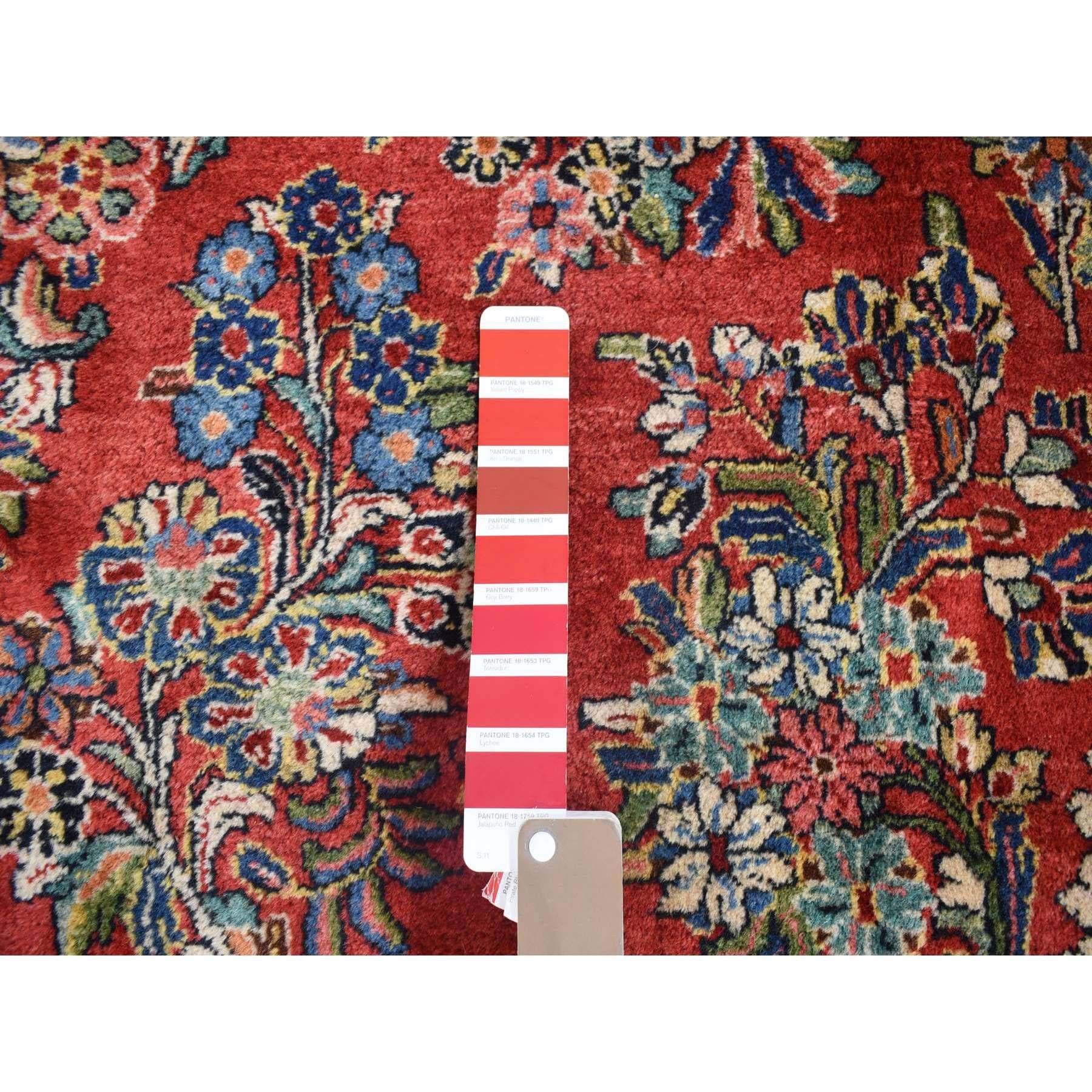 Mid-20th Century Red Antique Persian Sarouk Full Pile Hand Full Pile Hand Knotted Pure Wool Rug For Sale