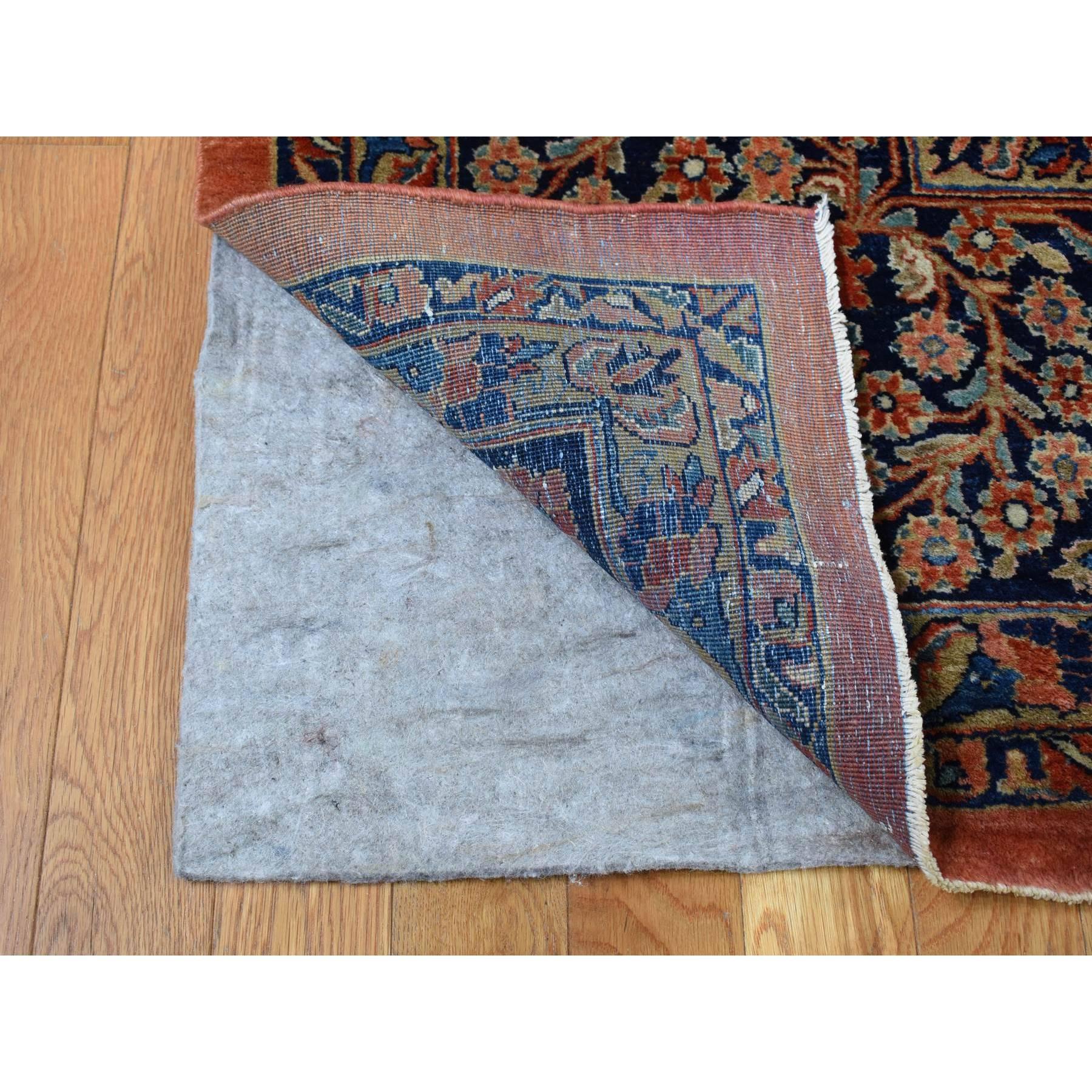 Hand-Knotted Red Antique Persian Sarouk Pure Wool Full Pile Hand Knotted Clean and Soft Rug For Sale