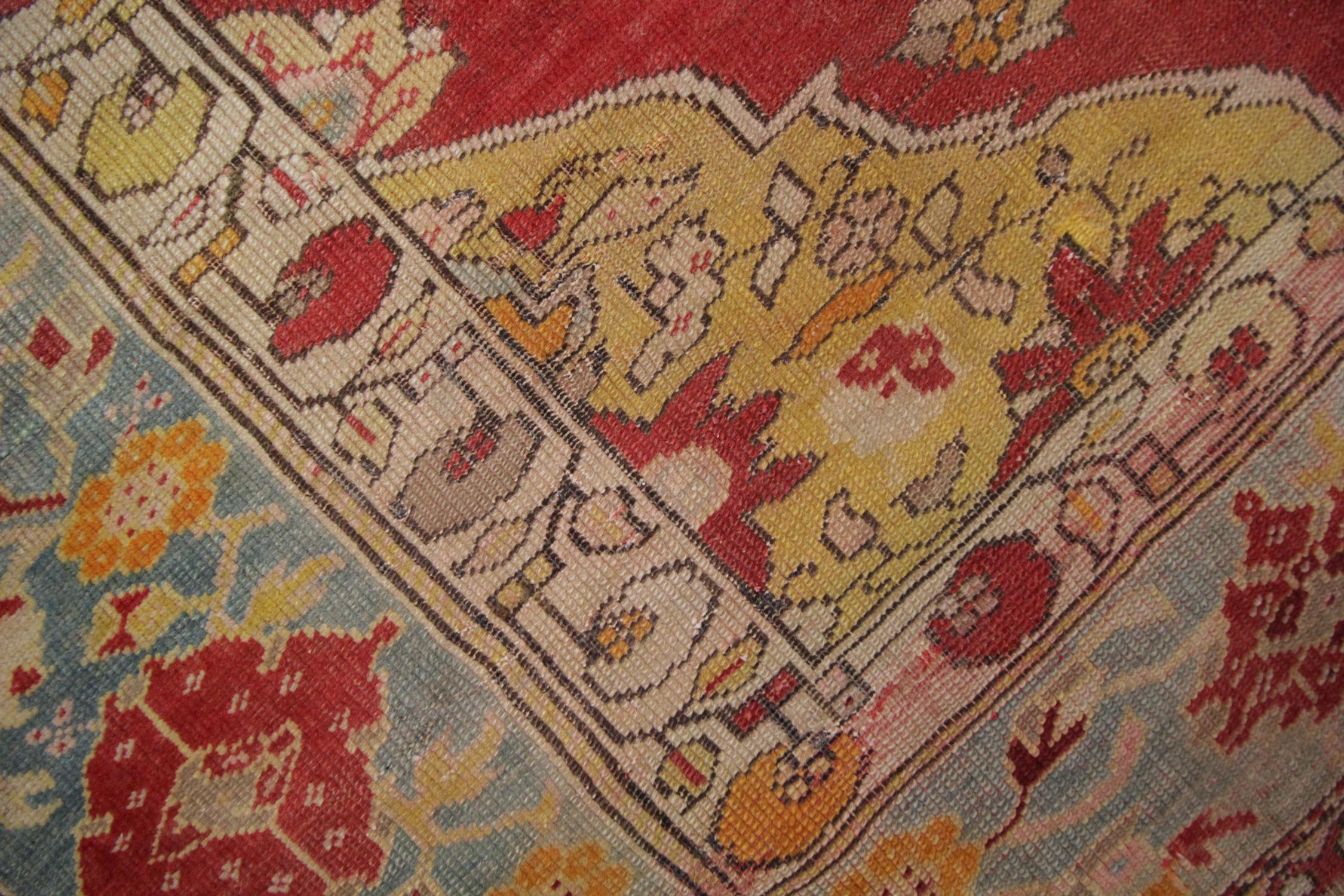 Red Antique Rug Borlou Turkish Rug, Handwoven Carpet, Wool Oriental Rug For Sale 1