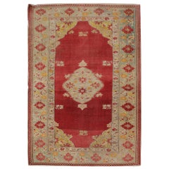 Tapis turc antique rouge Borlou, tapis tissé à la main, tapis oriental en laine