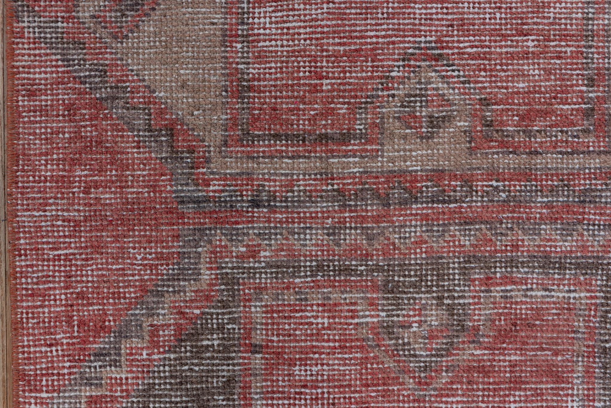 Wool Red Antique Tribal Oushak Runner For Sale