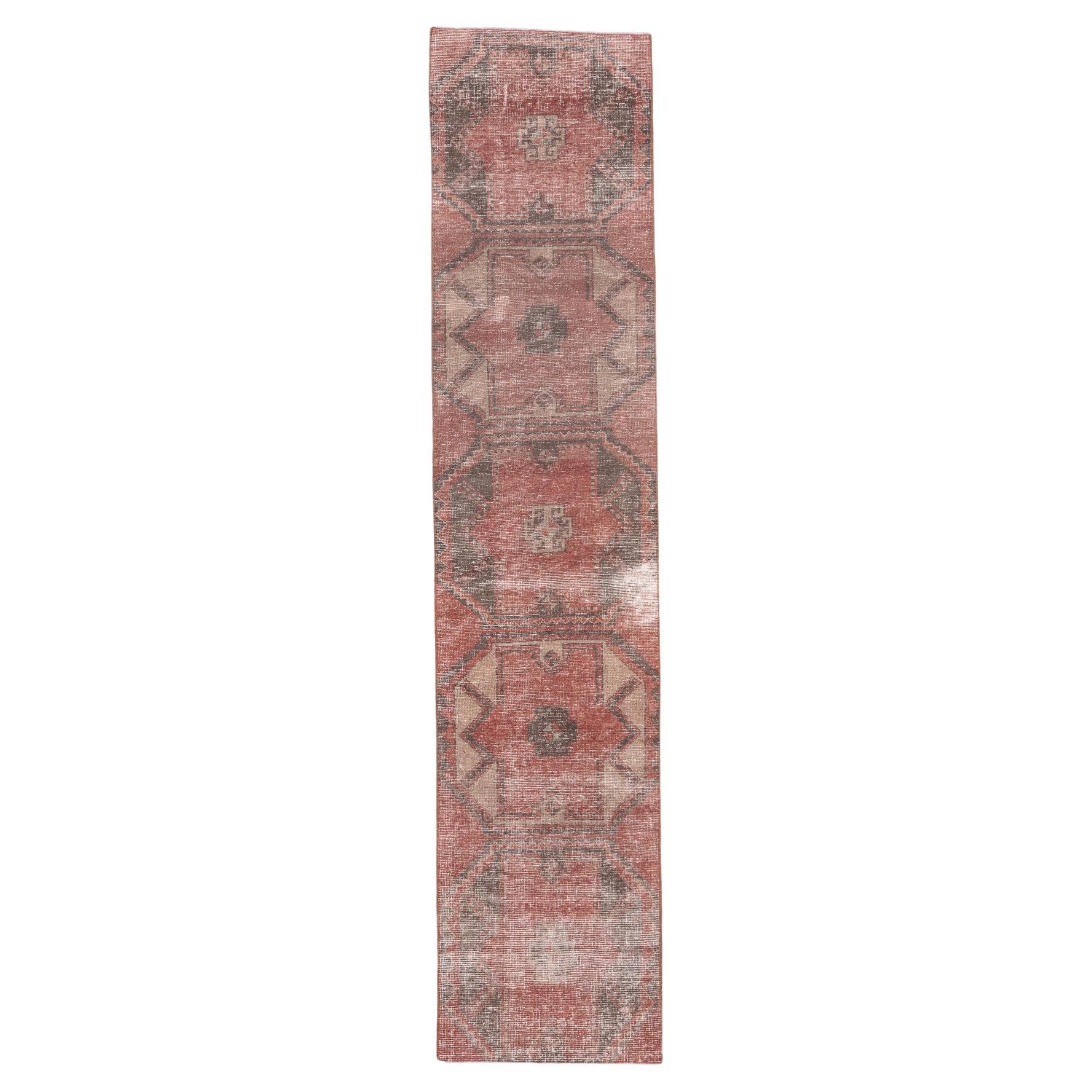 Red Antique Tribal Oushak Runner For Sale